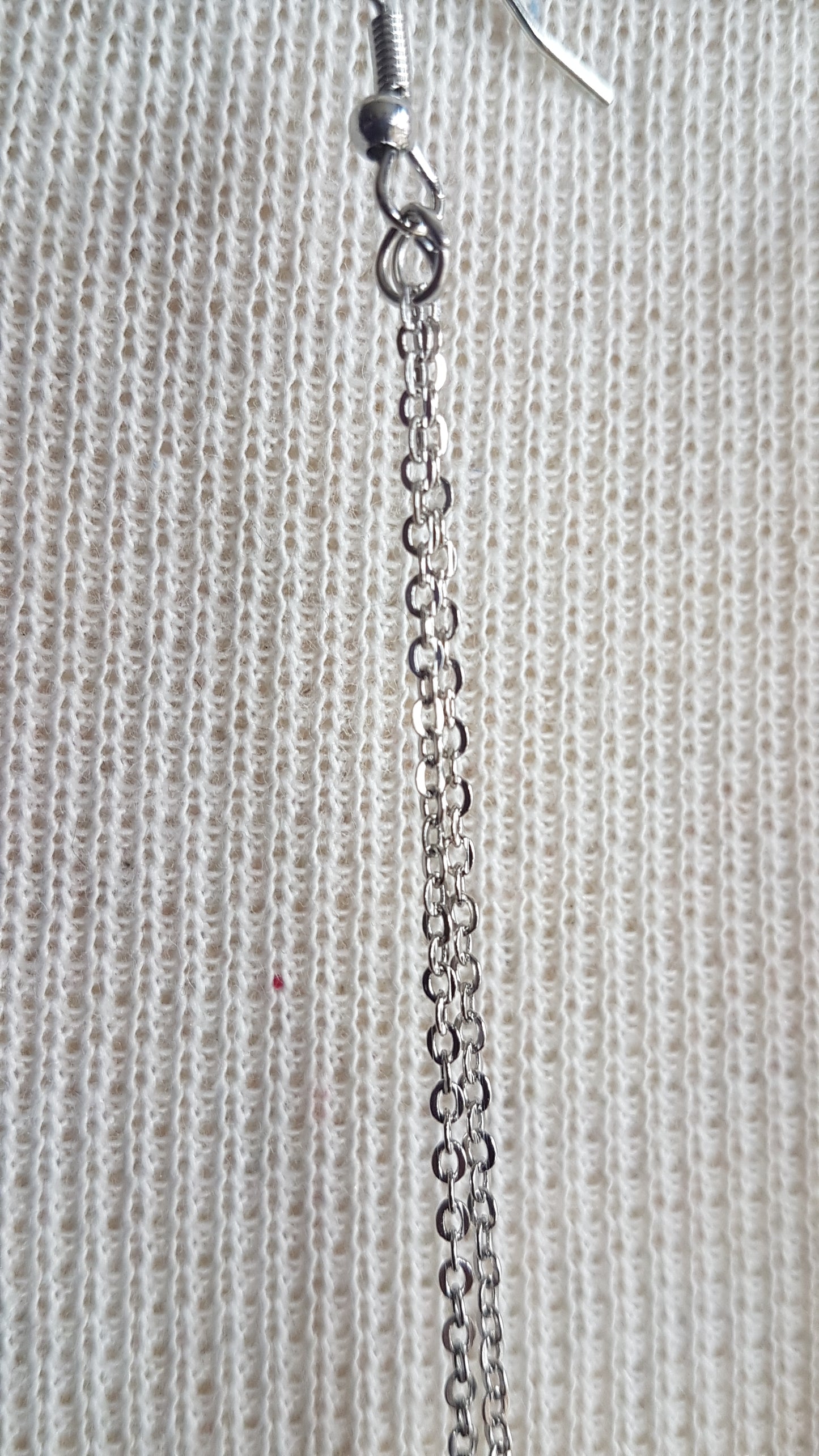 Extra Long Drop Silver Pink Bead Dangle Earrings