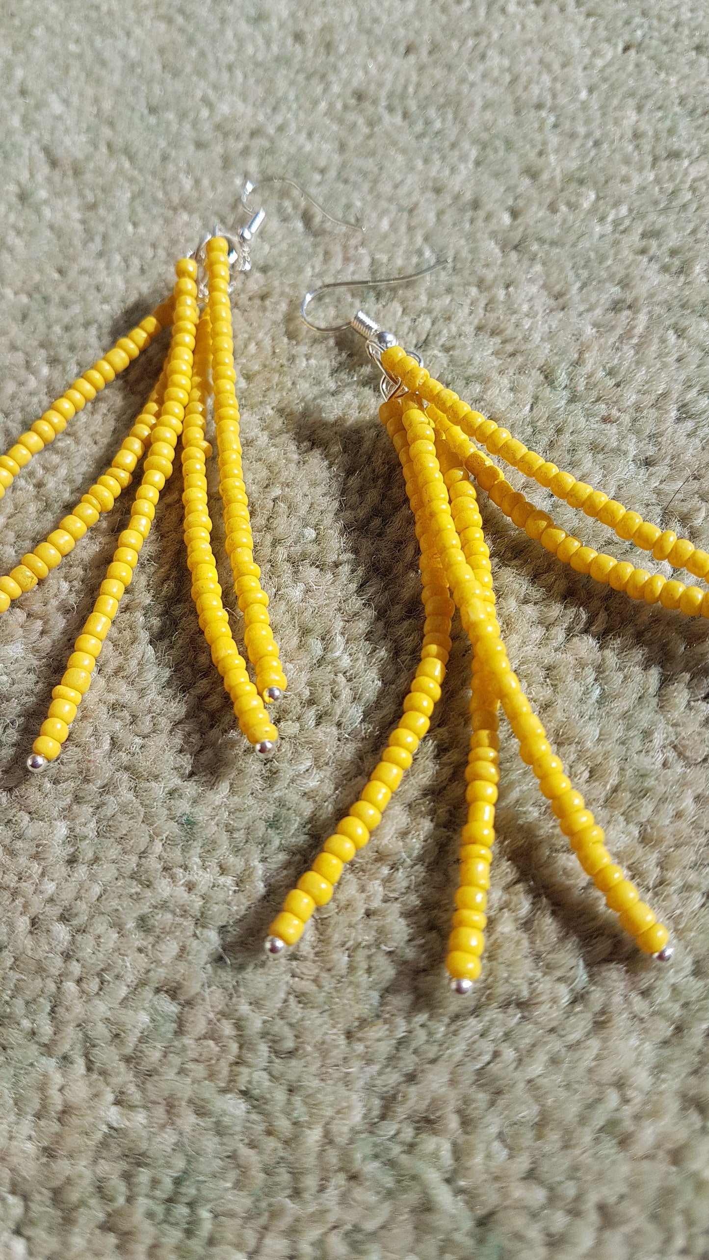 Yellow Seed Bead Earrings