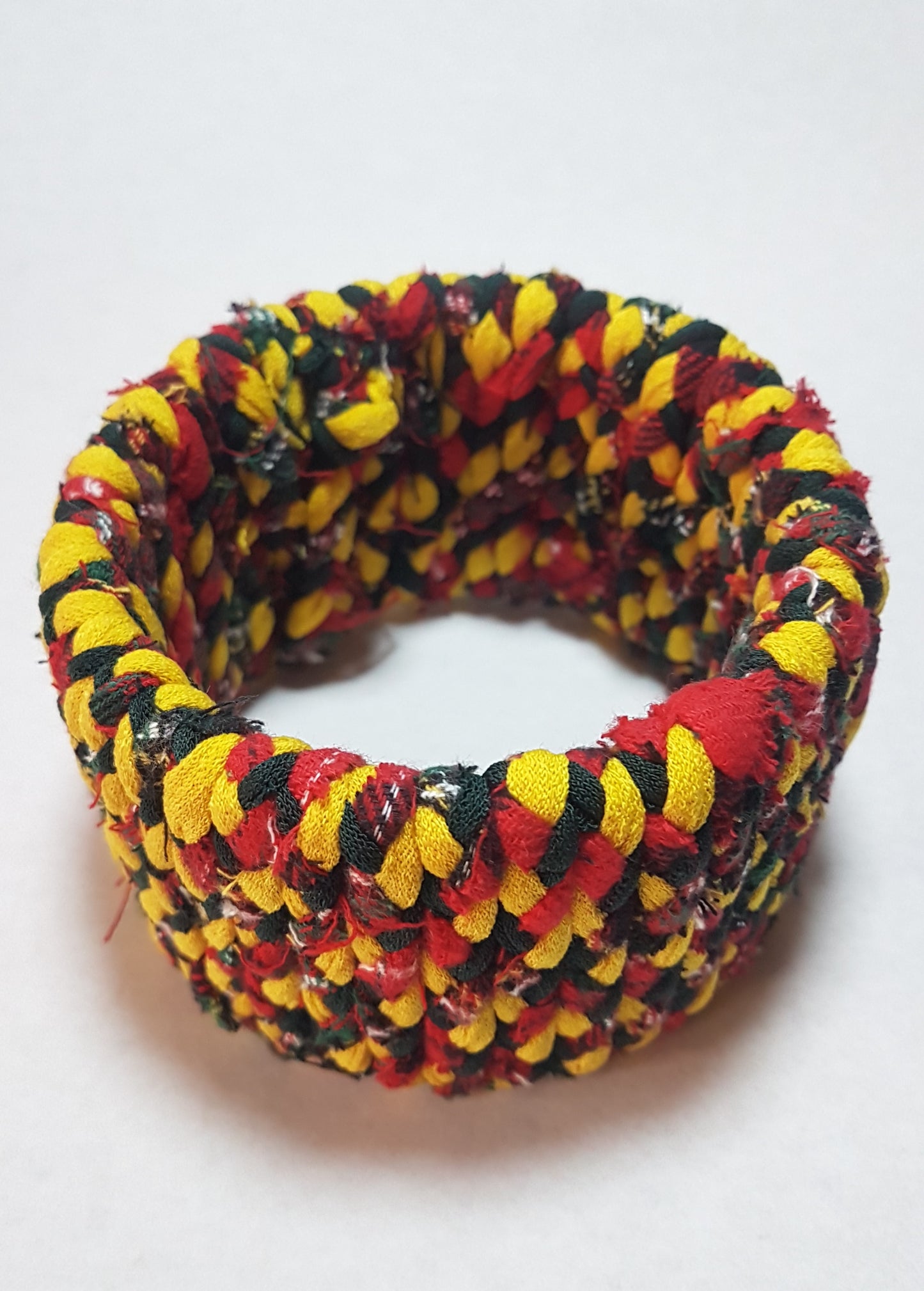 Yellow Red Green Braided Chunky Bangle LARGE