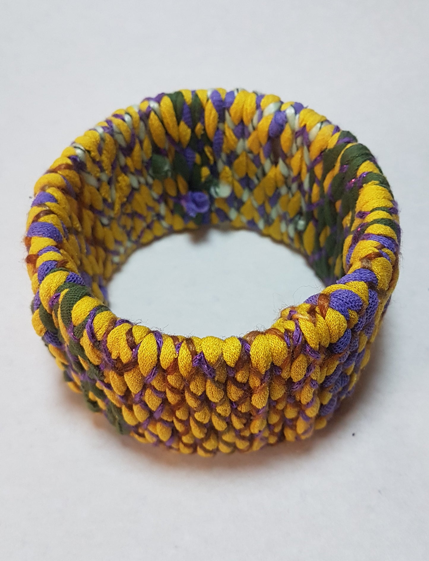Purple Green Yellow Braided Chunky Bangle LARGE