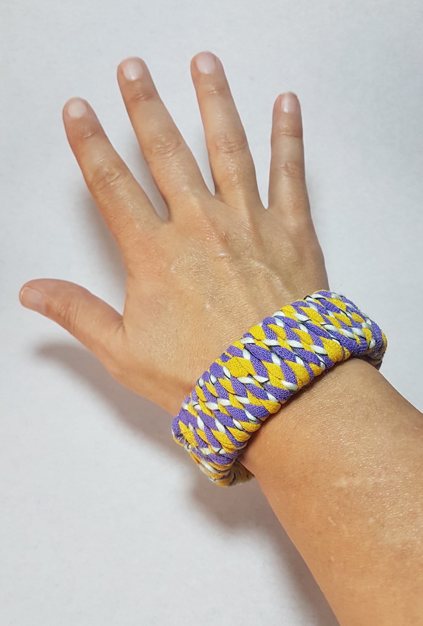 Purple Yellow Green Braided Chunky Bangle SMALL