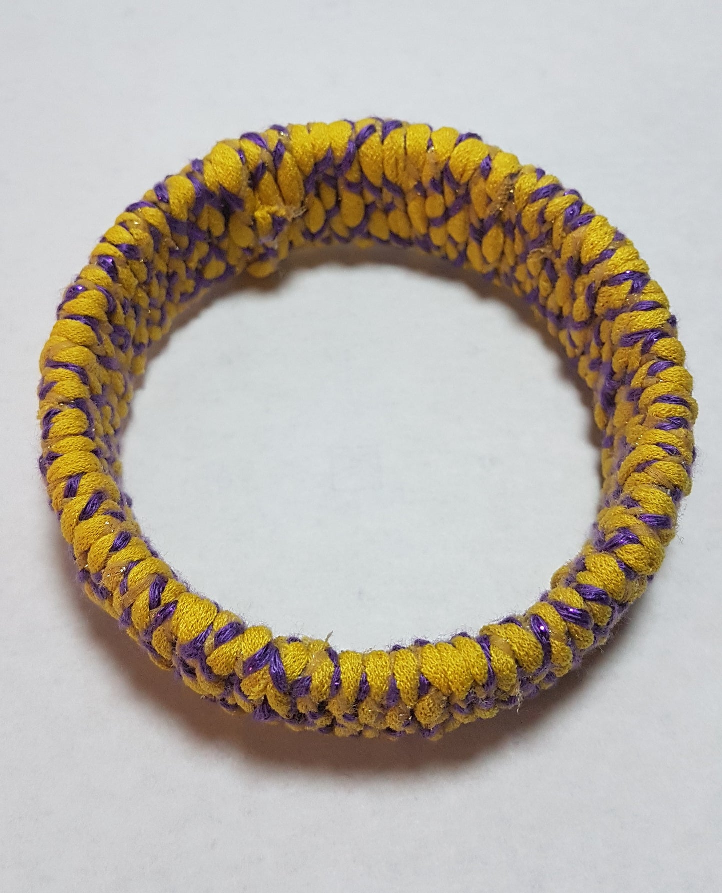 Yellow Purple Braided Chunky Bangle SMALL