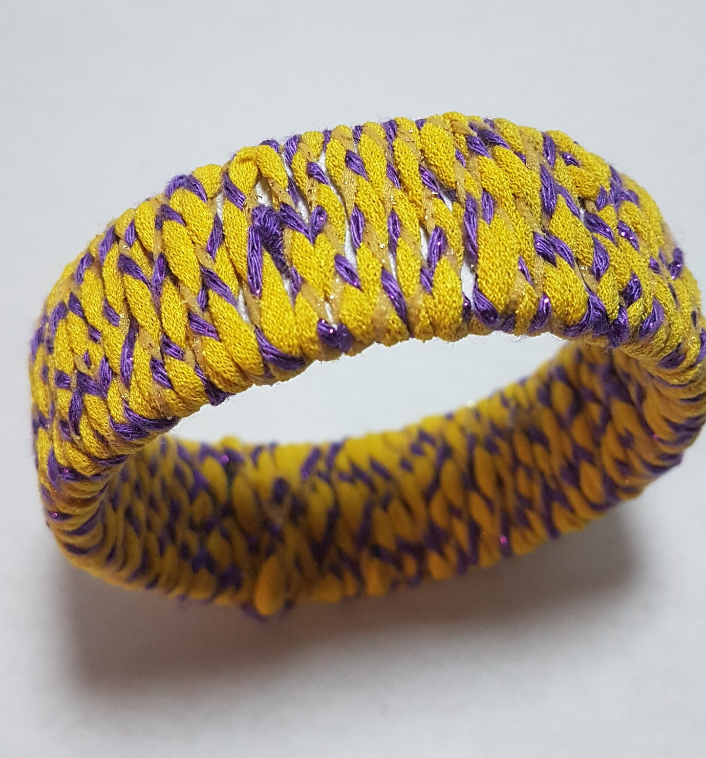 Yellow Purple Braided Chunky Bangle SMALL