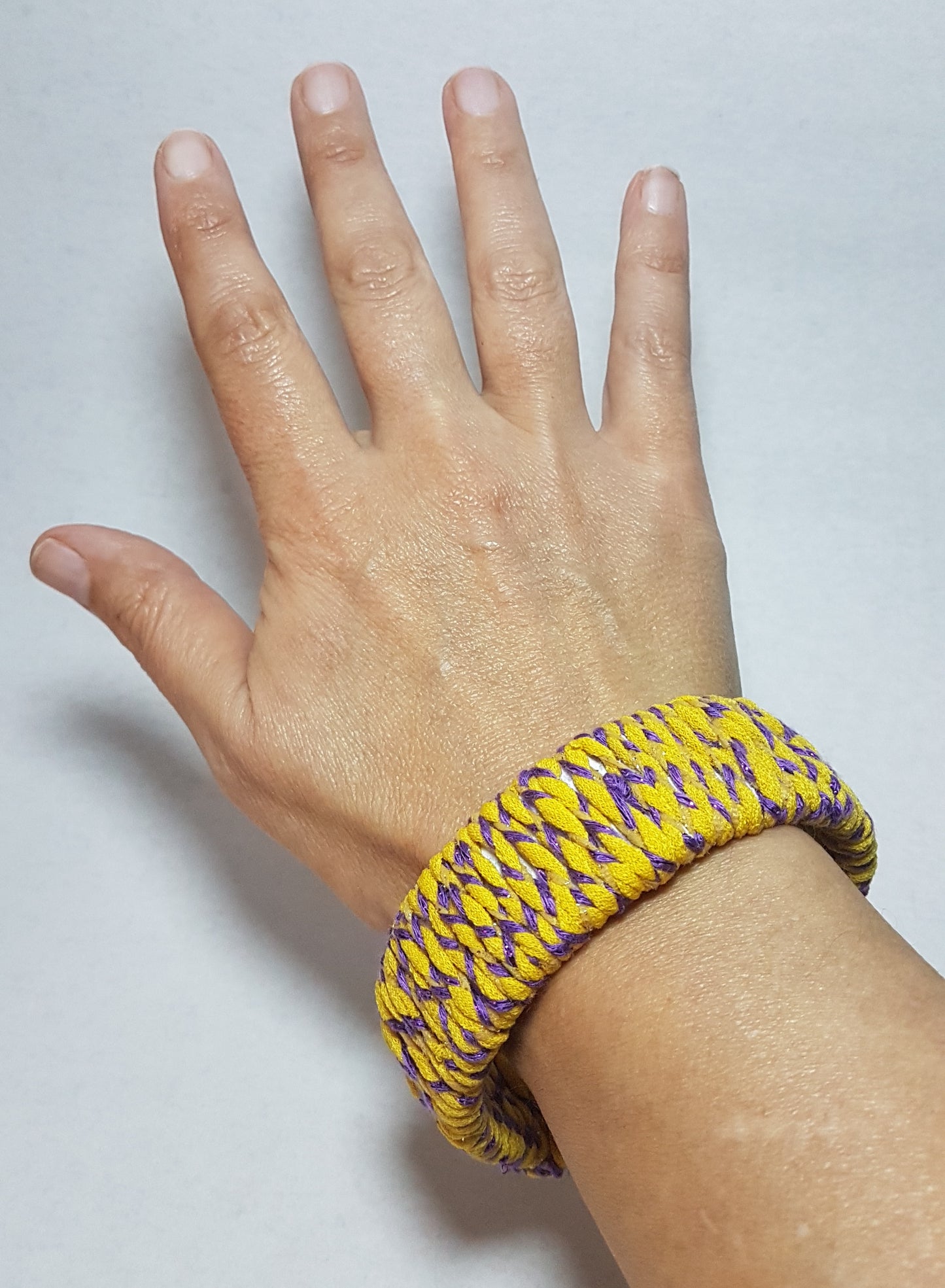 Yellow Purple Braided Chunky Bangle SMALL