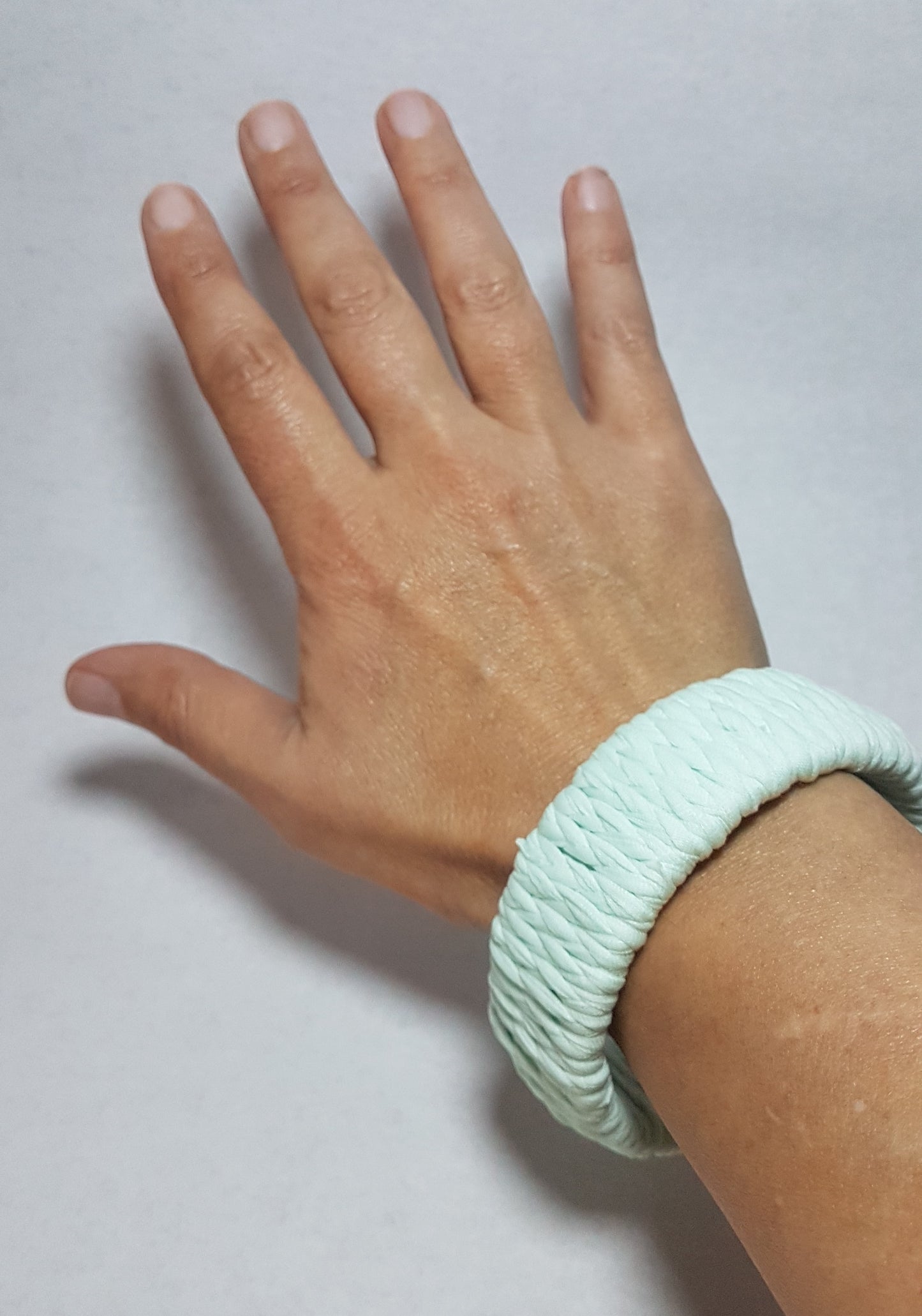 Pastel Green Braided Chunky Bangle SMALL