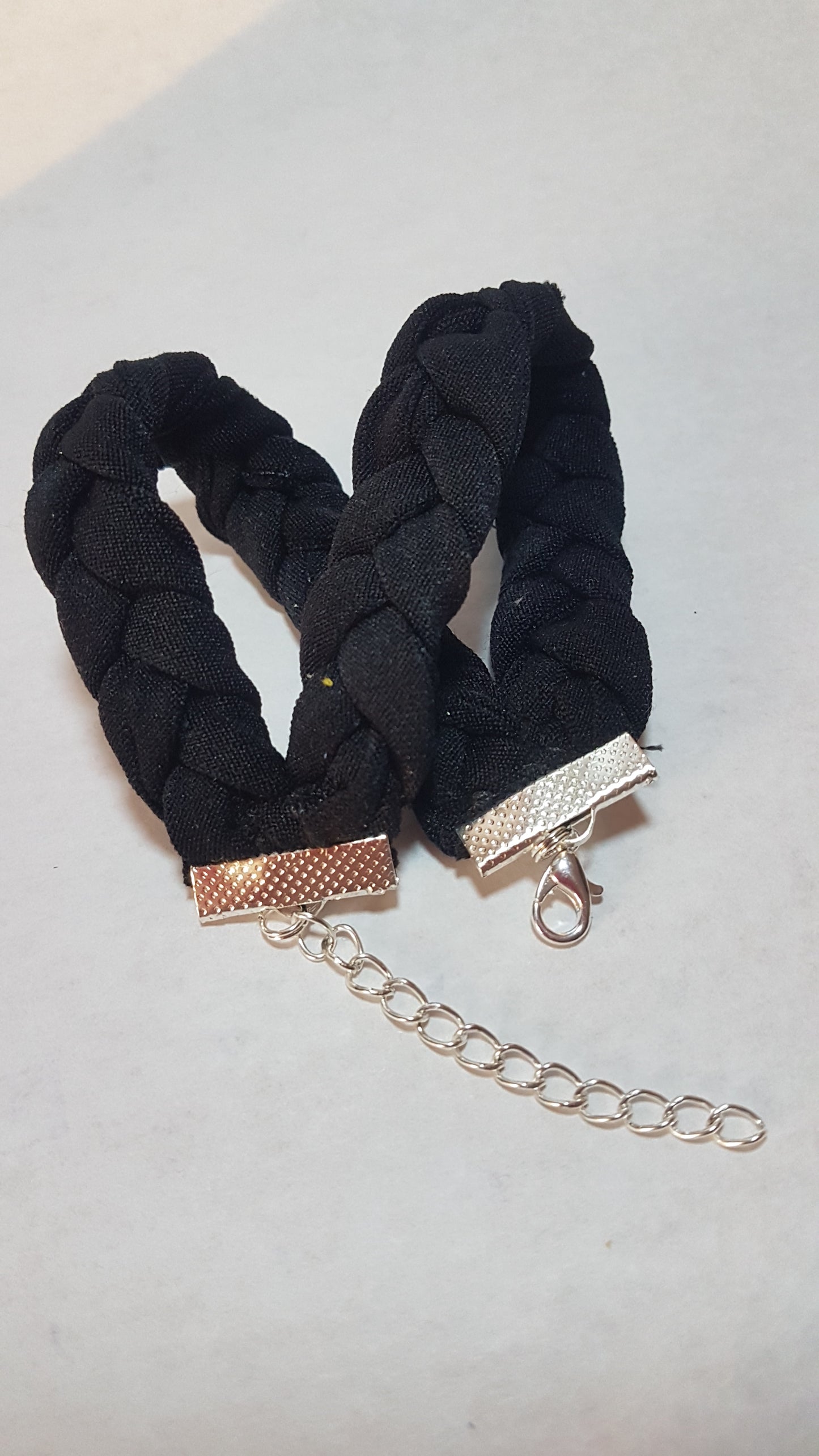 Black Braided Two Strand Silver Bracelet