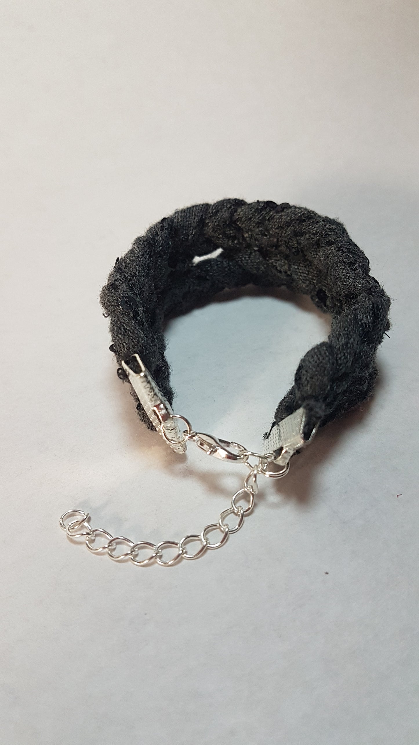 Grey Braided Two Strand Silver Bracelet