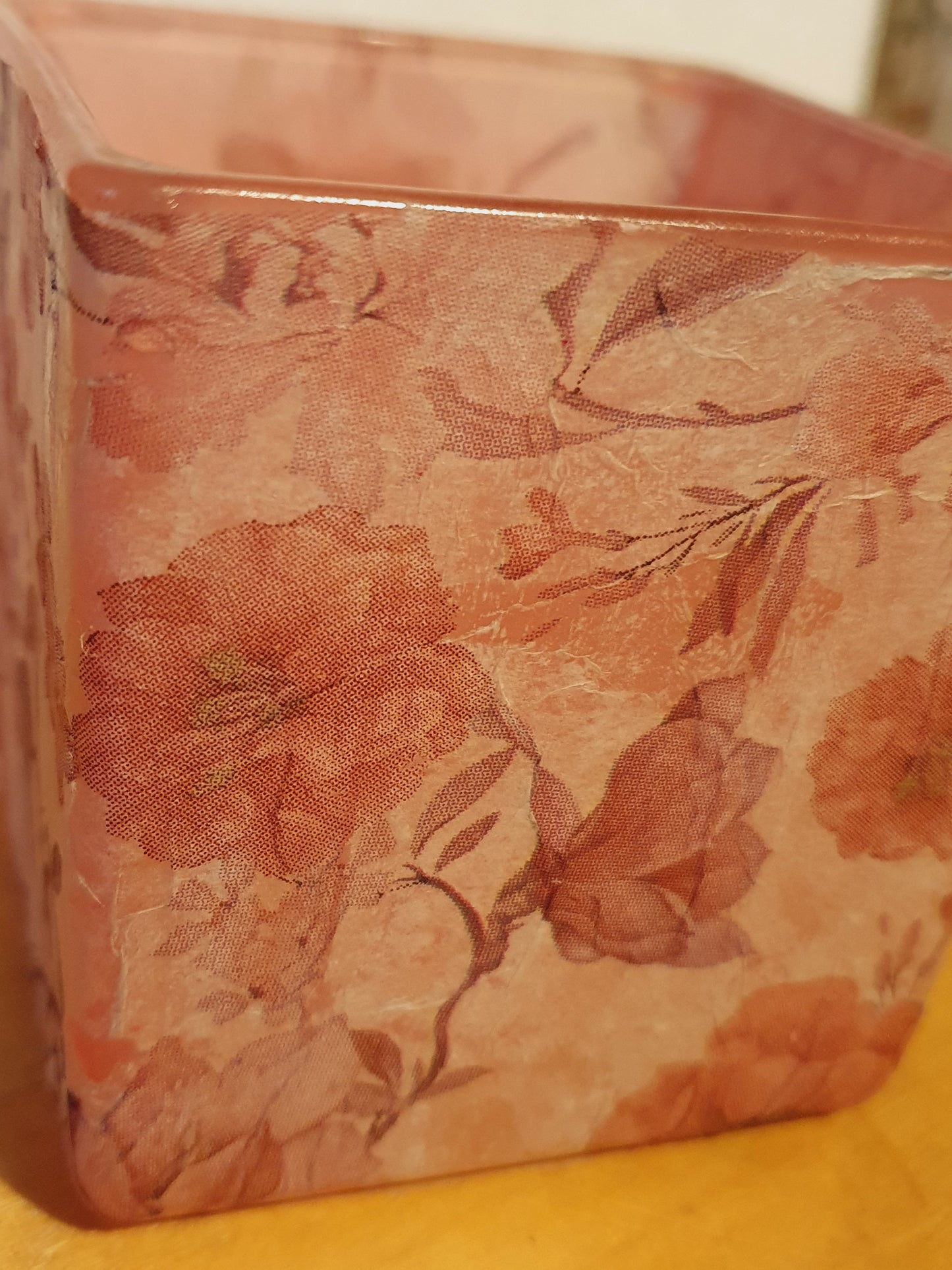 Small Hand Pink Floral Hand Decorated Candle Tea Light Holder Home Decor Gift