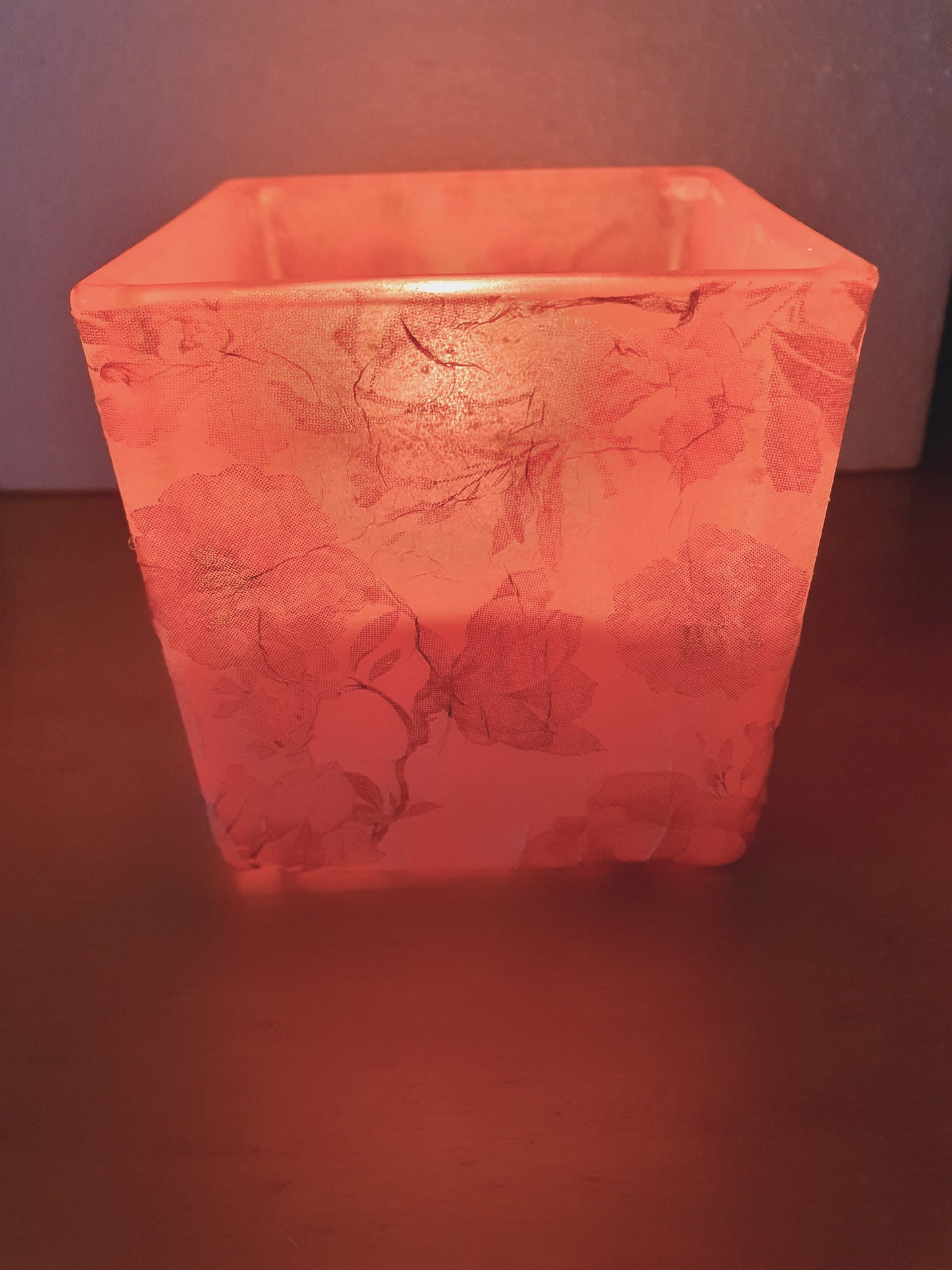 Small Hand Pink Floral Hand Decorated Candle Tea Light Holder Home Decor Gift
