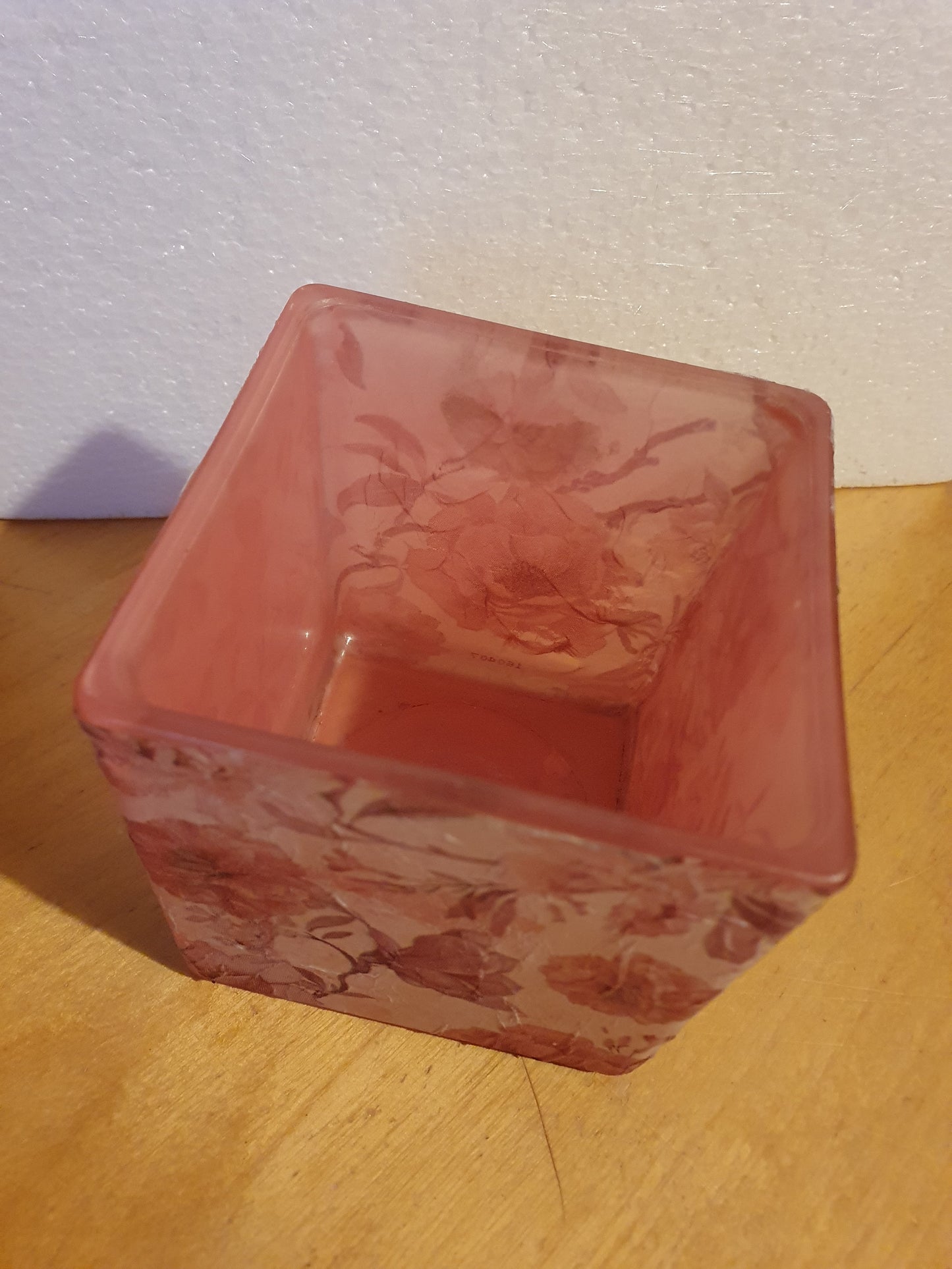 Small Hand Pink Floral Hand Decorated Candle Tea Light Holder Home Decor Gift