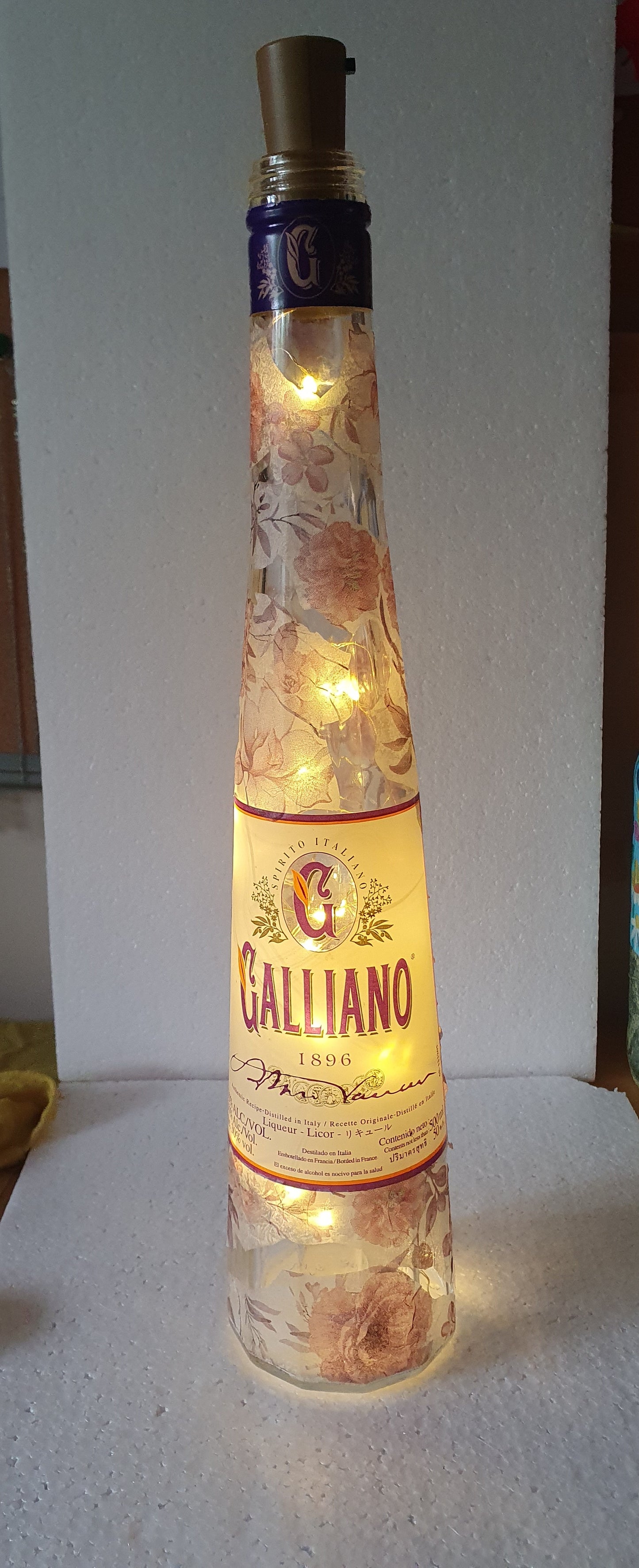 Tall Floral Hand Decorated Bottle With Lid Home Decor Gift