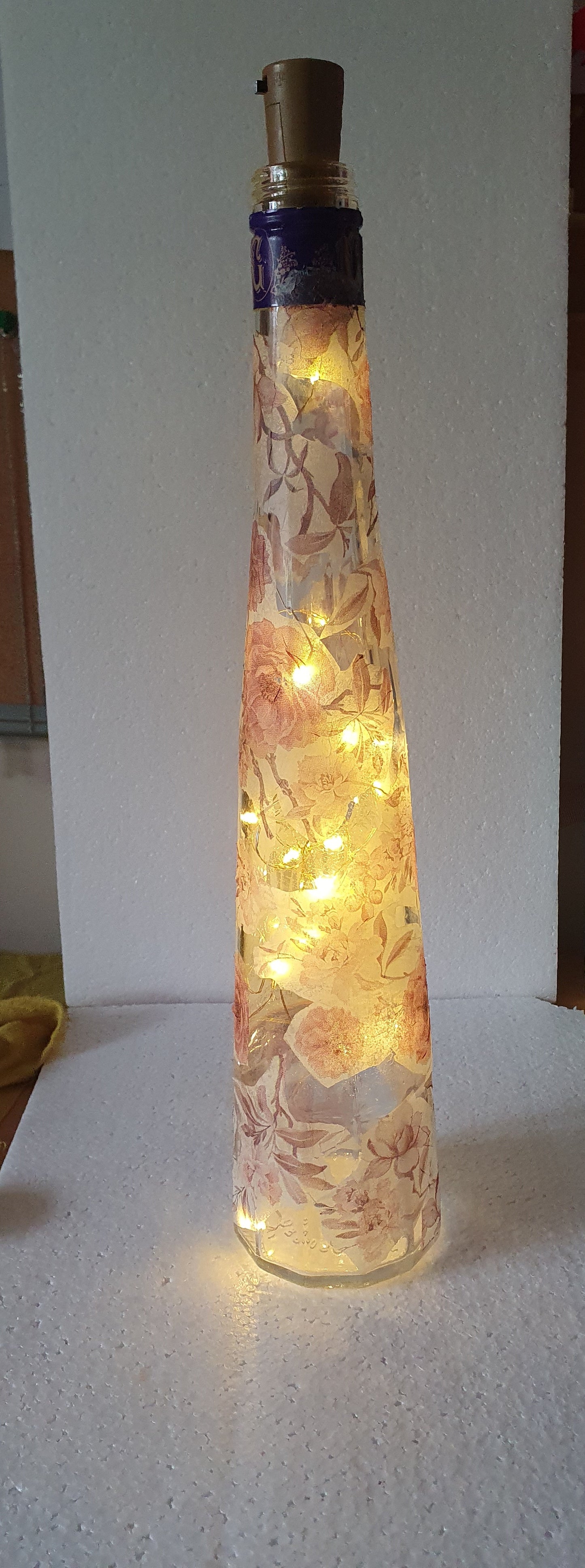 Tall Floral Hand Decorated Bottle With Lid Home Decor Gift