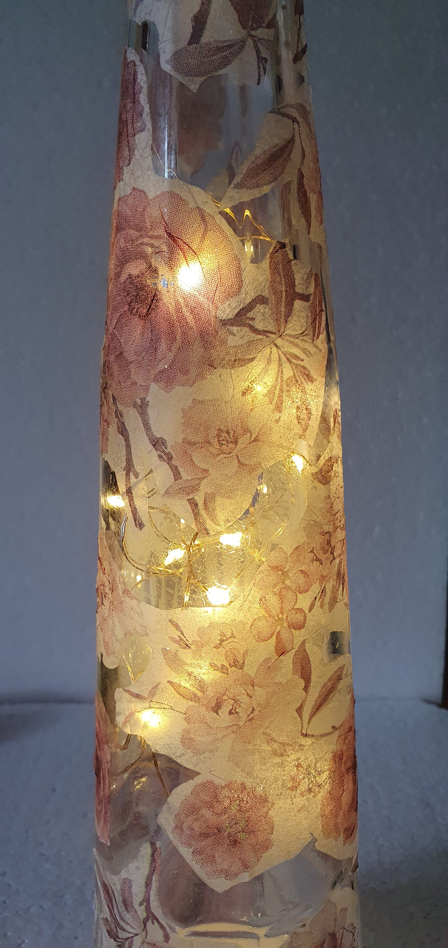 Tall Floral Hand Decorated Bottle With Lid Home Decor Gift
