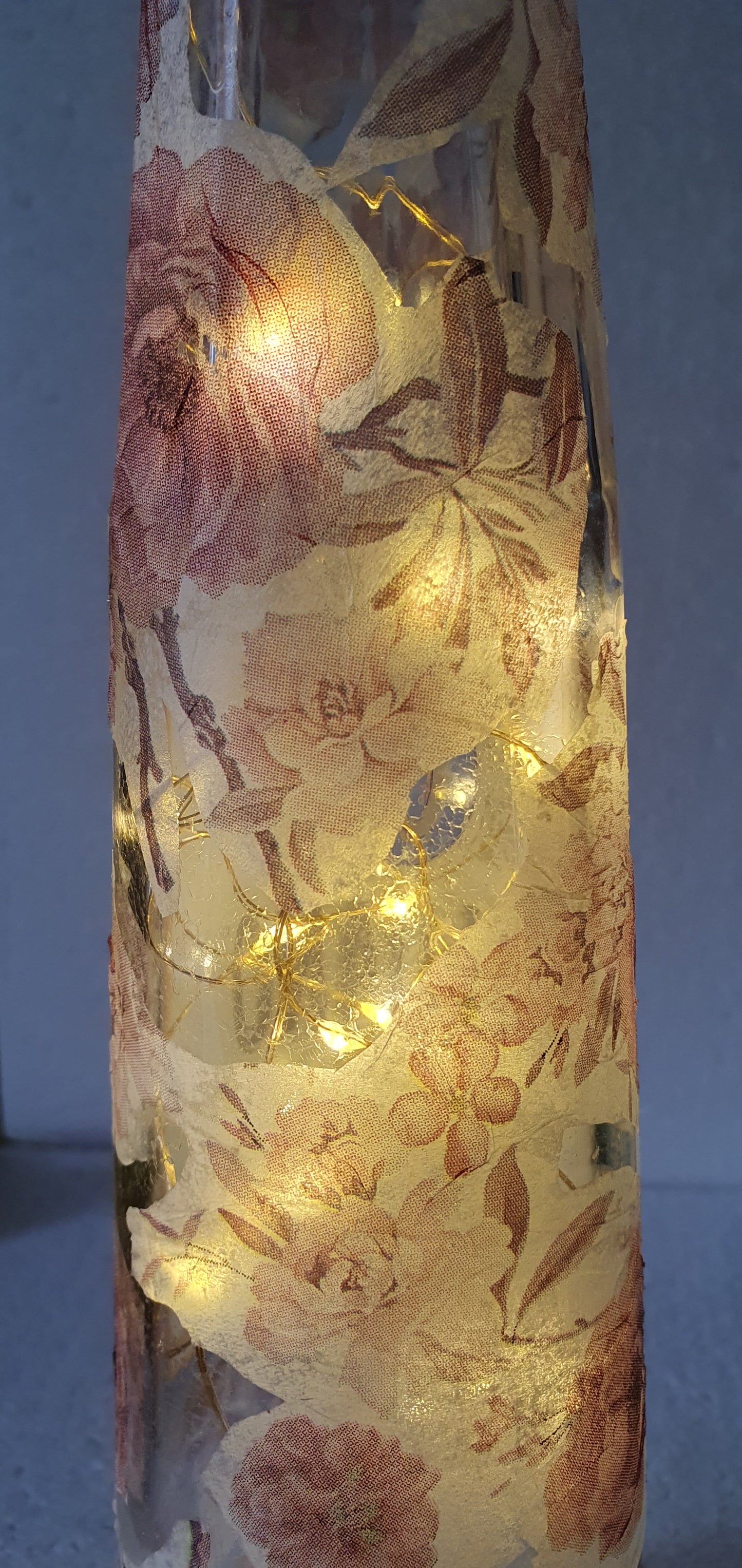 Tall Floral Hand Decorated Bottle With Lid Home Decor Gift