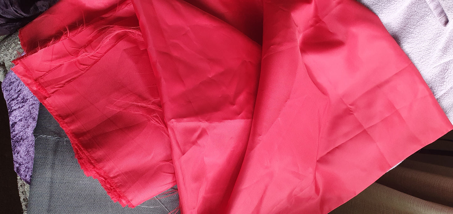 Blood Red Polyester Lining Fabric Manmade Blend Per Metre