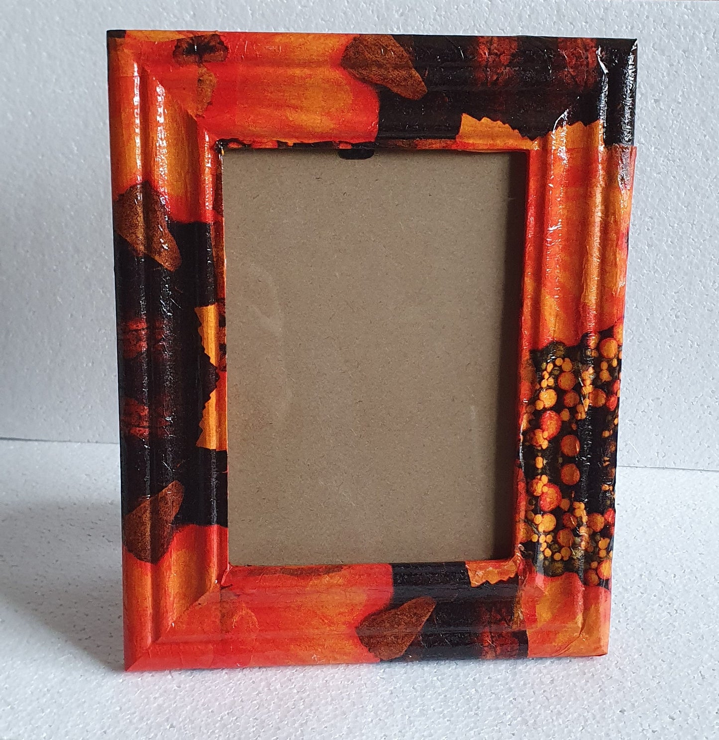 Decoupage Orange Black Abstract Photo Frame Home Decor Gift