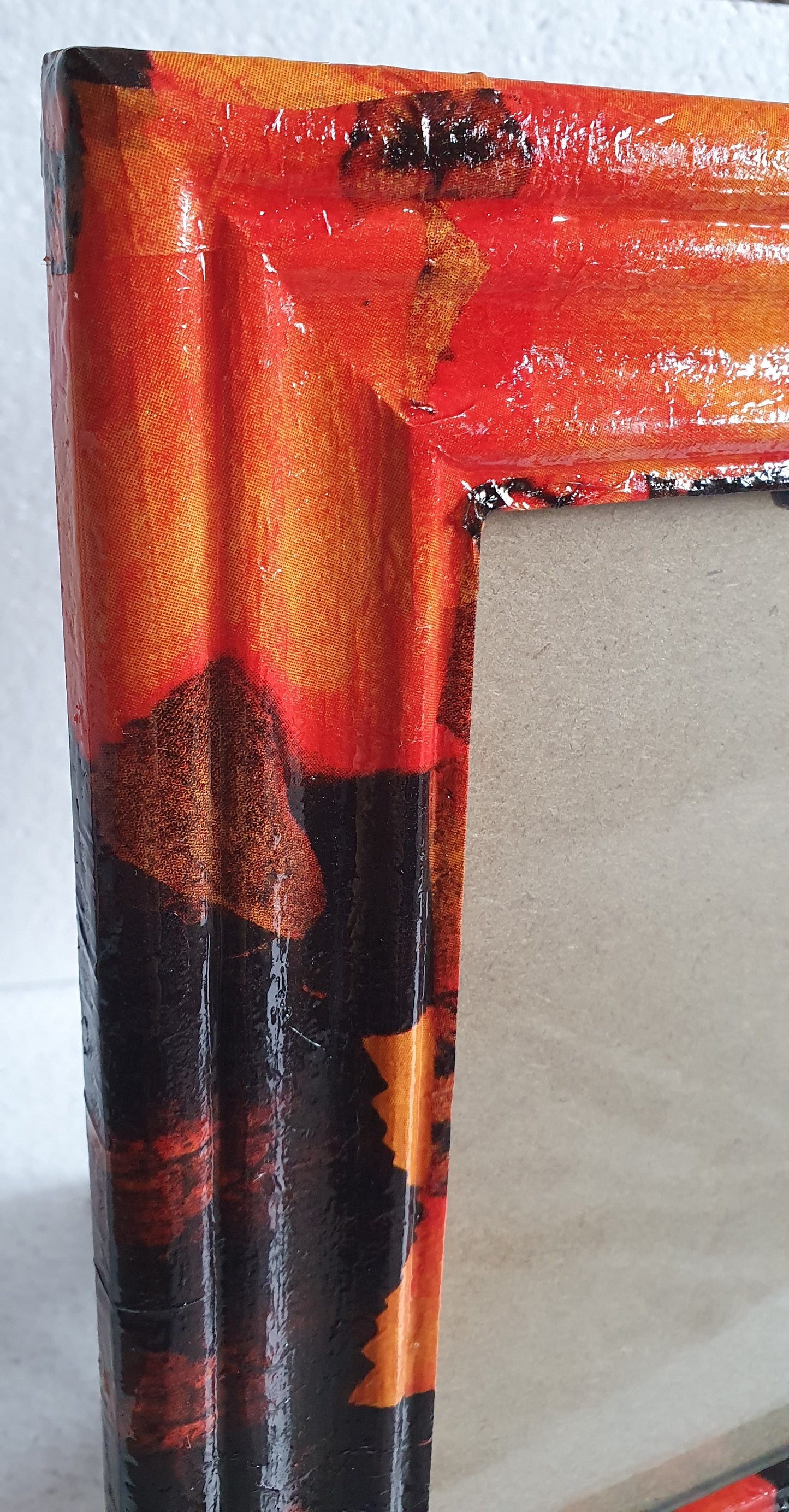 Decoupage Orange Black Abstract Photo Frame Home Decor Gift