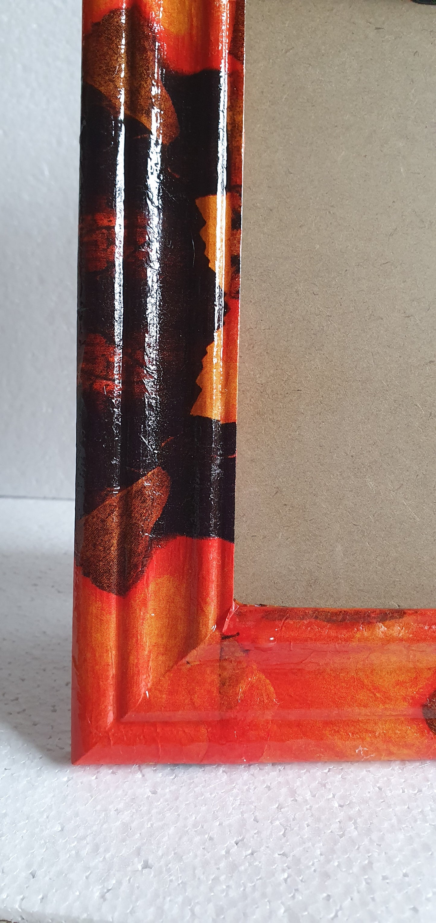 Decoupage Orange Black Abstract Photo Frame Home Decor Gift