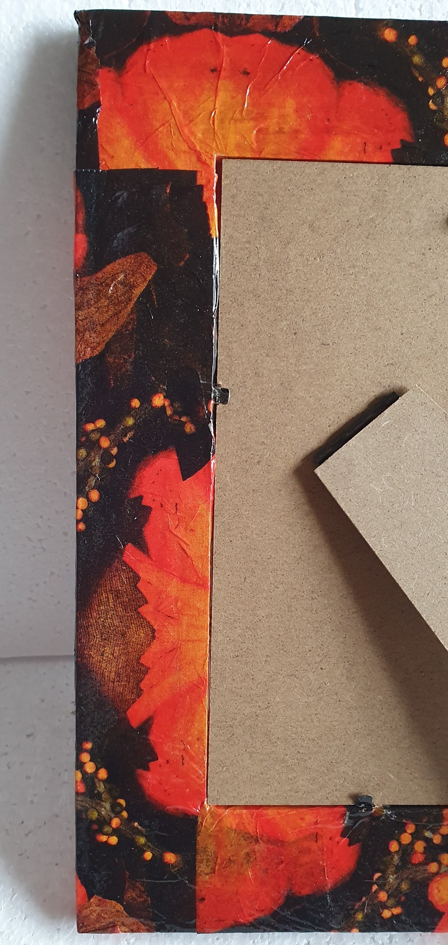 Decoupage Orange Black Abstract Photo Frame Home Decor Gift