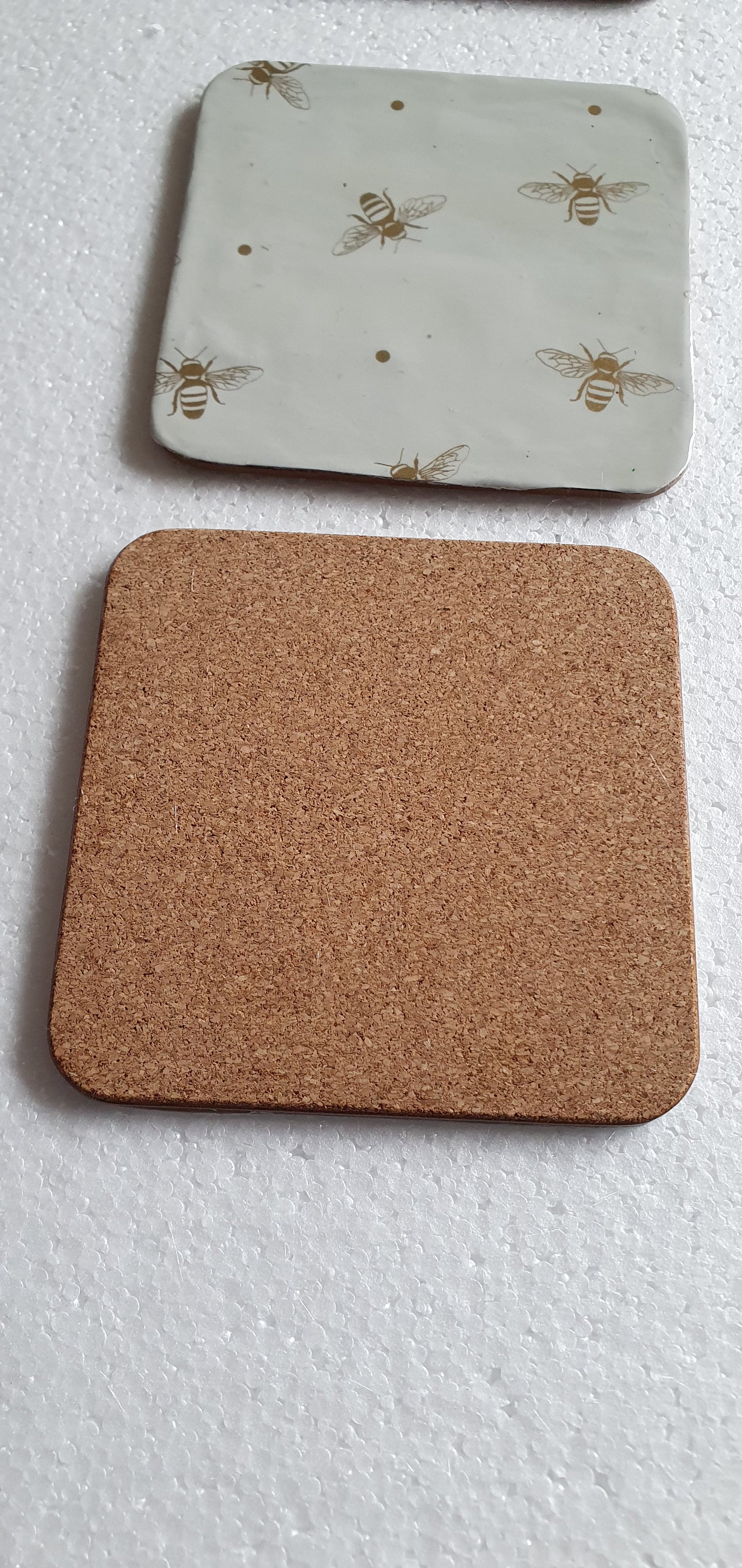 Decoupage Off White Gold Bee Coasters Set Of Four Home Decor Gift