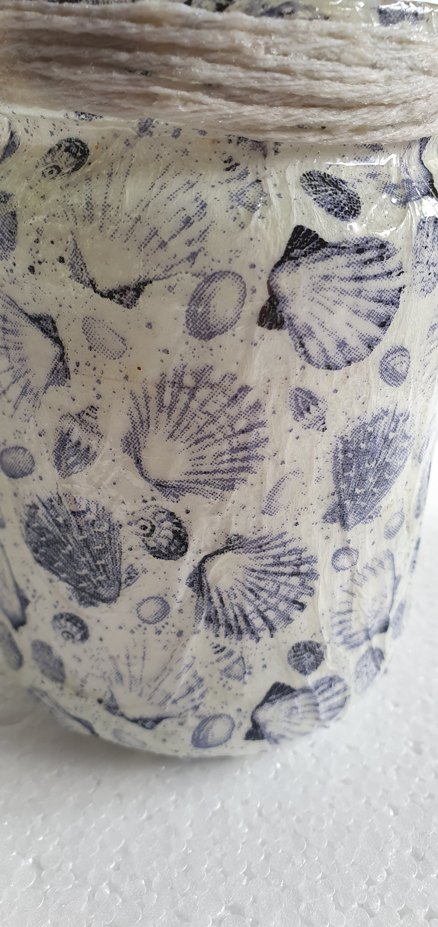 Blue White Octopus Shells Sea Theme Hand Decorated Desk / Bathroom Tidy Set Of Three Home Decor Gift