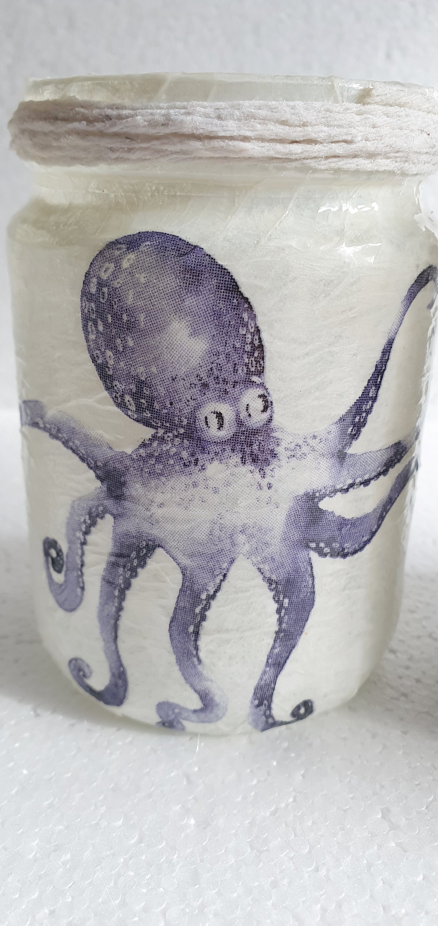 Blue White Octopus Shells Sea Theme Hand Decorated Desk / Bathroom Tidy Set Of Three Home Decor Gift