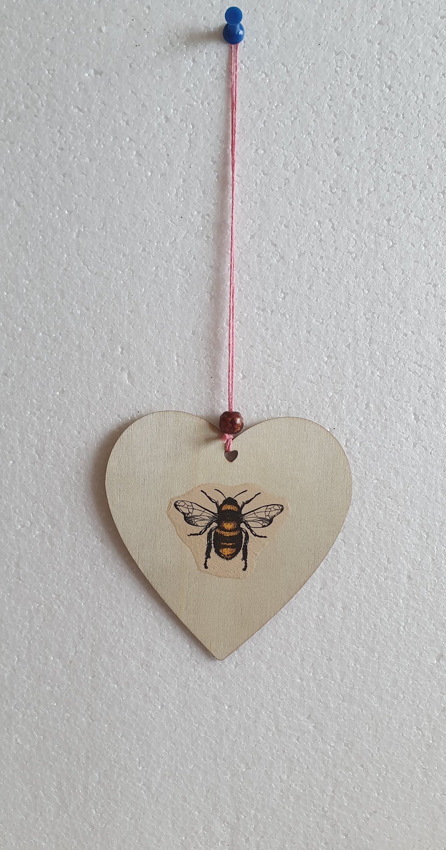 Decoupage Pink Bumble Bee Flower Window Hanging Home Decor Gift