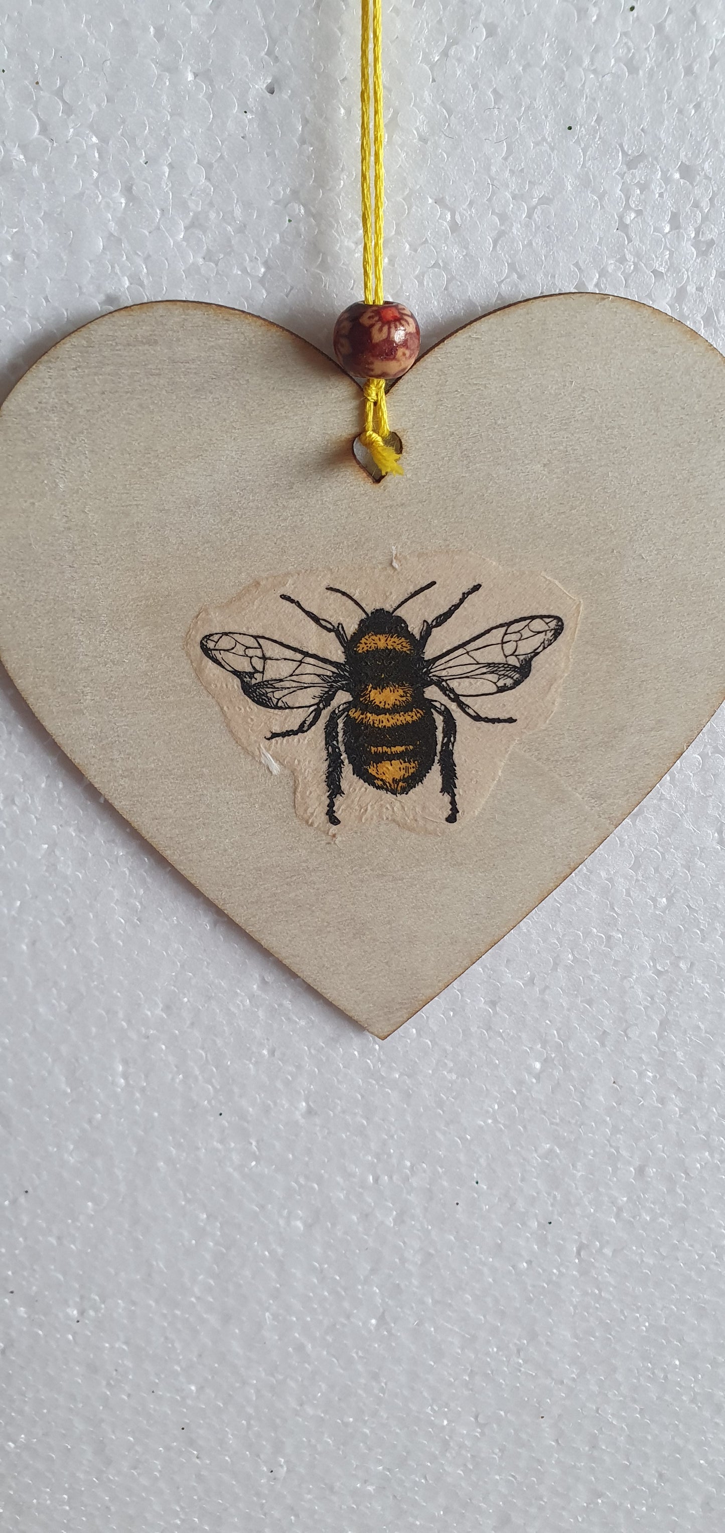 Decoupage Yellow Bumble Bee Flower Window Hanging Home Decor Gift