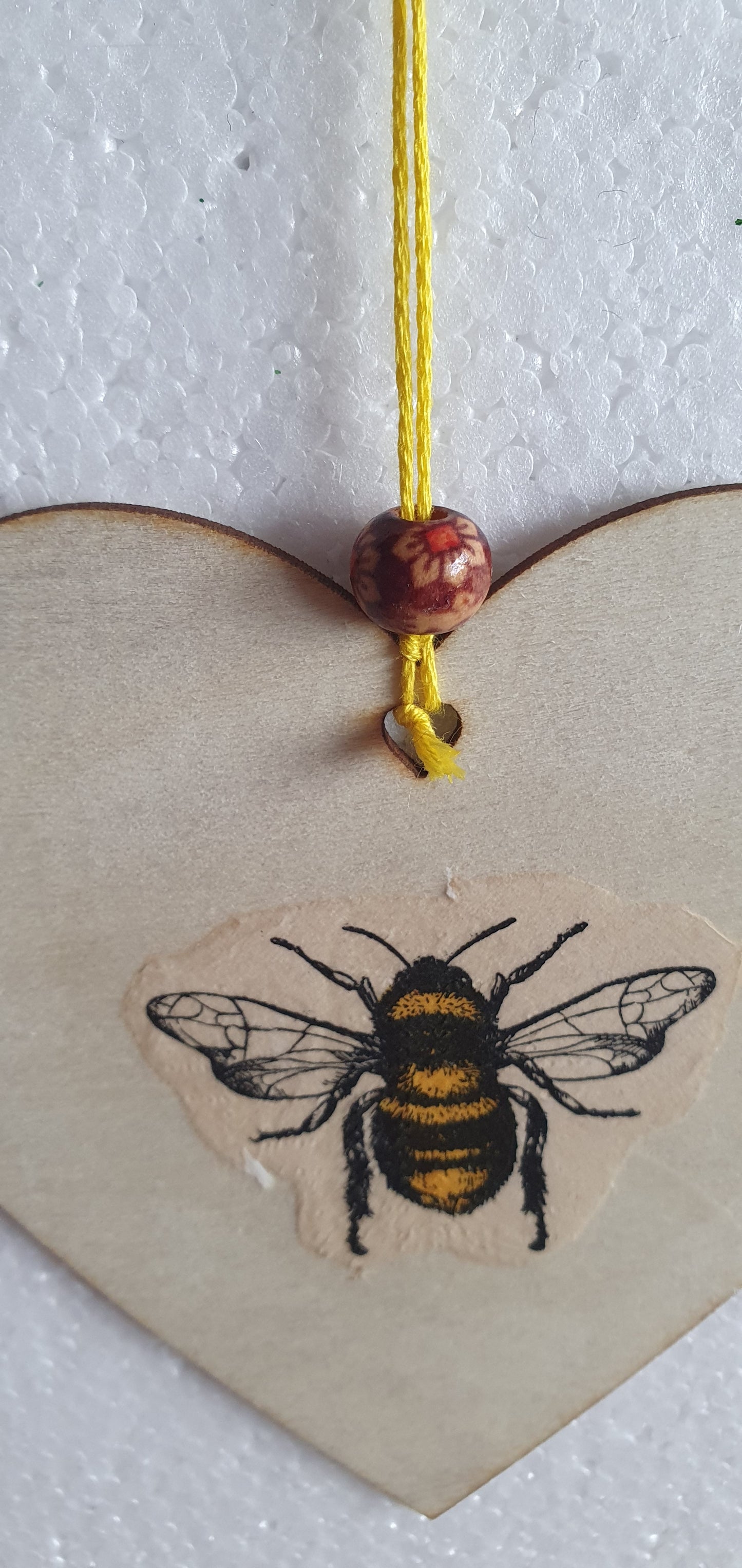 Decoupage Yellow Bumble Bee Flower Window Hanging Home Decor Gift