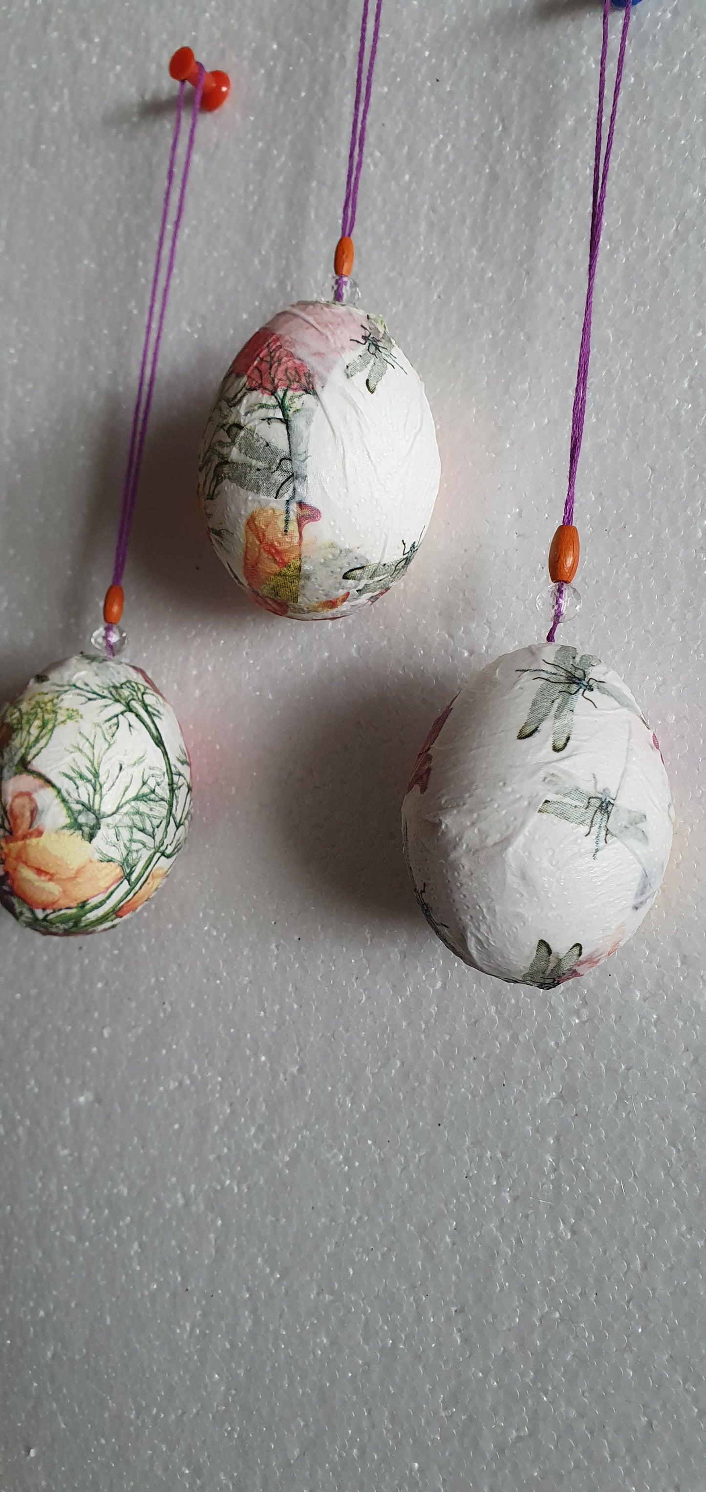 Decoupage Floral Insects Decorated Egg Window/Tree Hanging Home Decor Gift