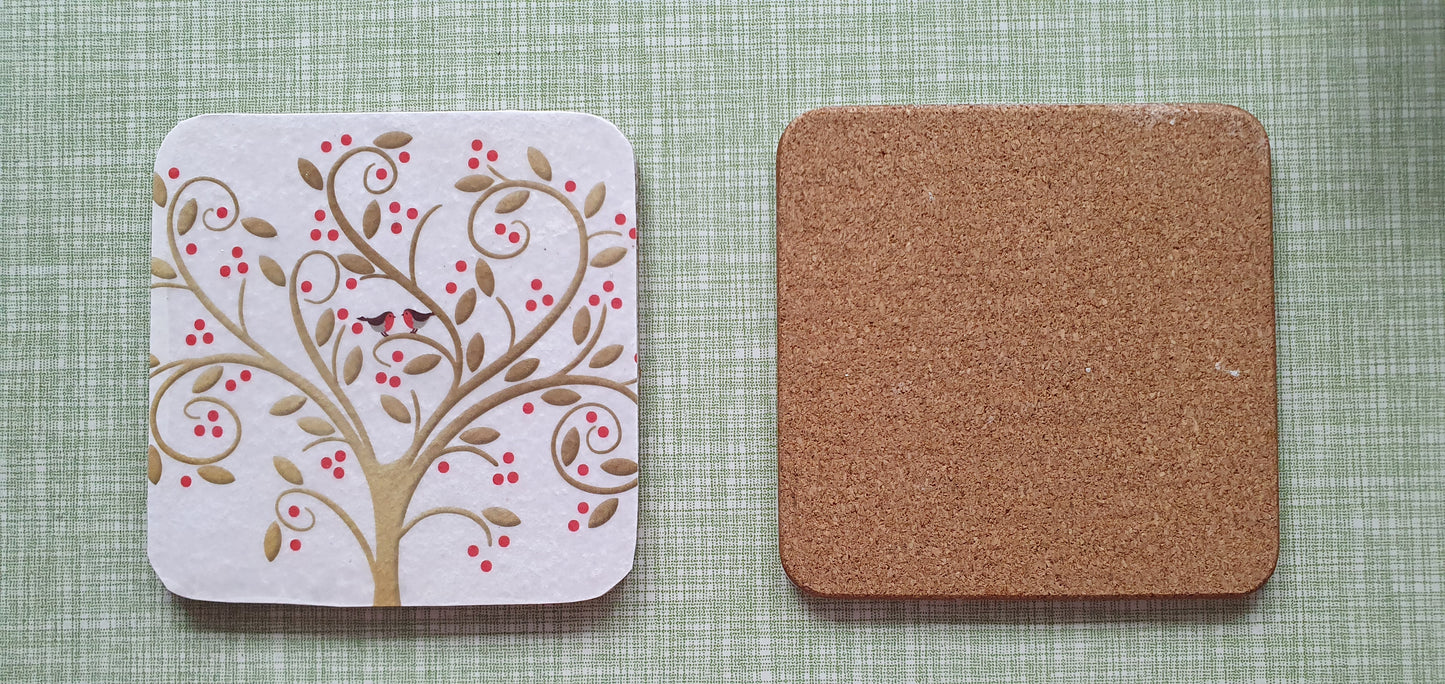 Single Mix And Match Coaster Winter Robin Christmas Home Decor Gift