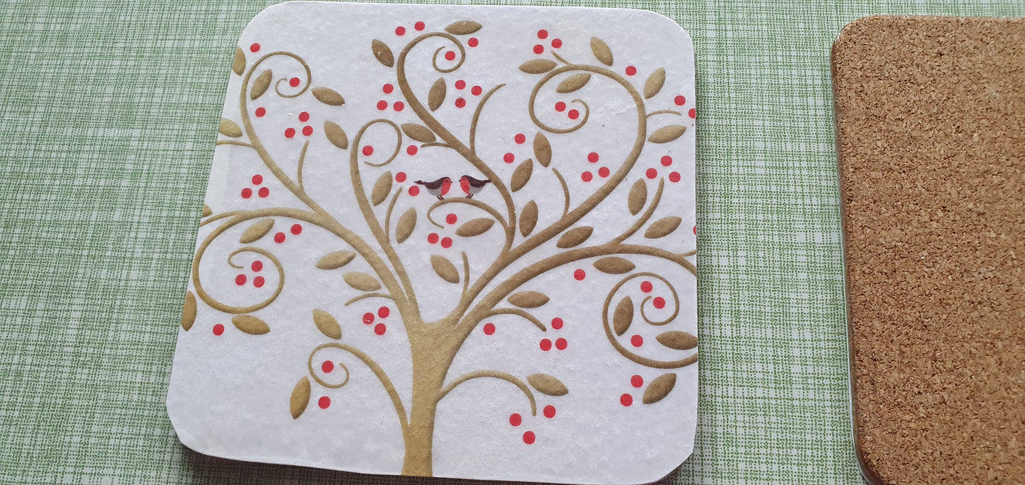 Single Mix And Match Coaster Winter Robin Christmas Home Decor Gift