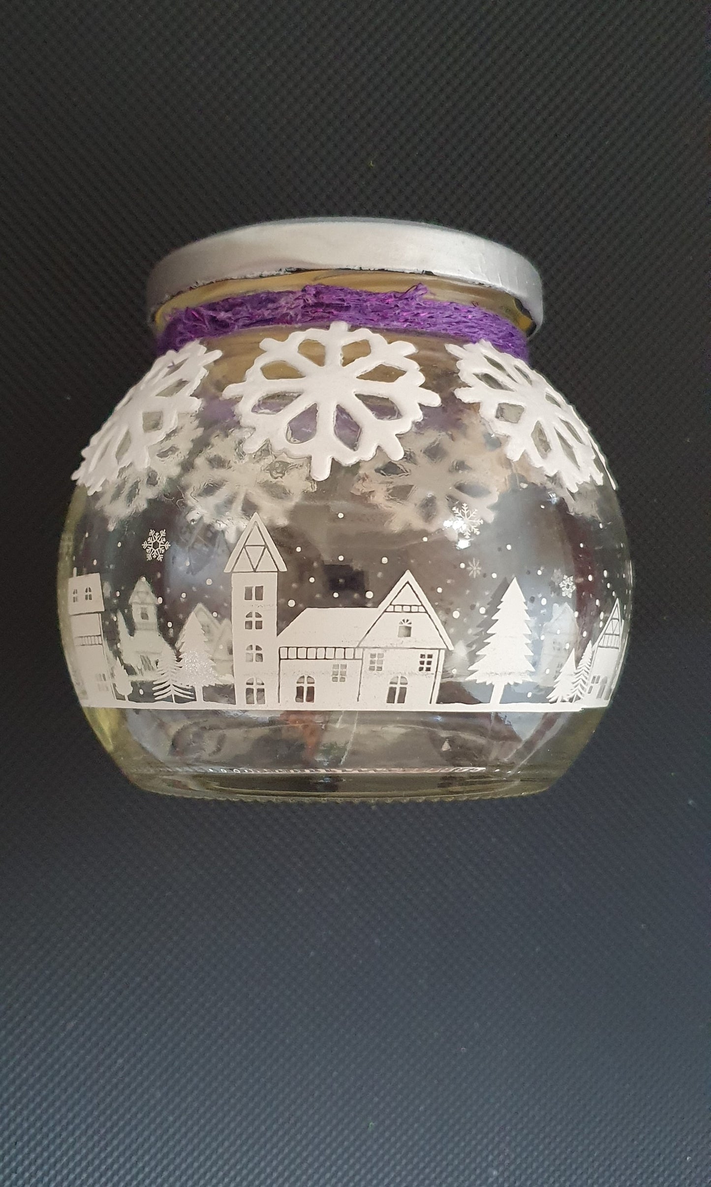 Small Christmas Winter Theme Hand Decorated Candle Jar Home Decor Gift