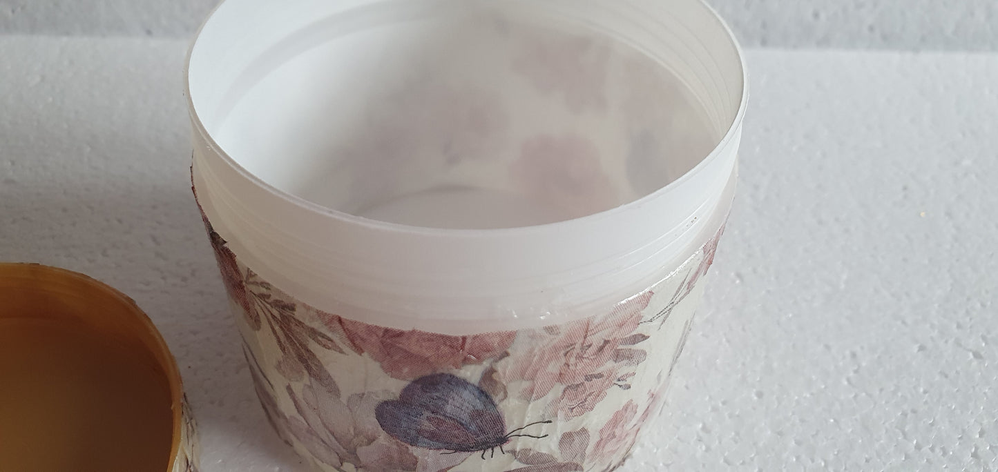 Small Flowers Butterflies Pink Blue Plastic Hand Decorated Pot Decor Gift