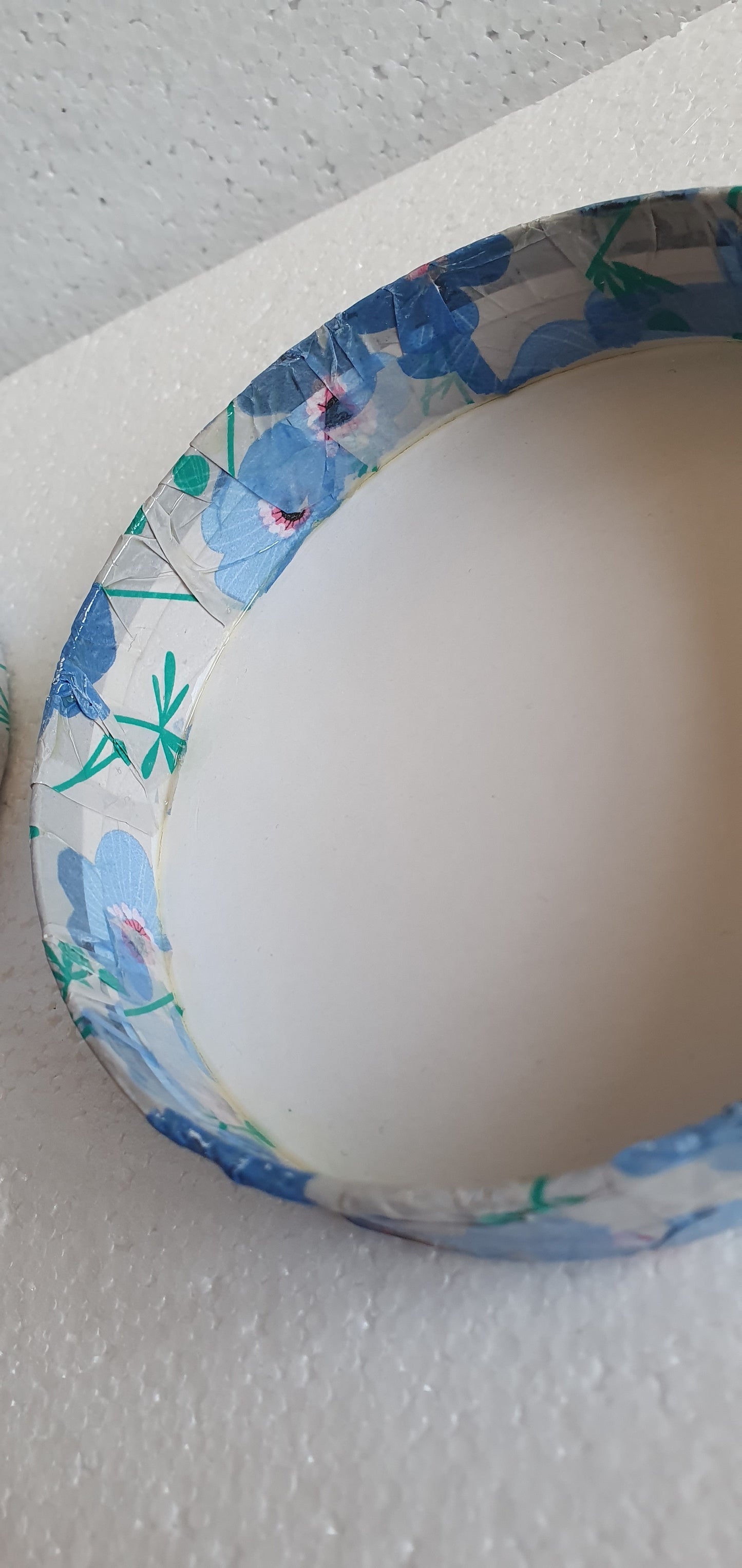Decoupage Blue White Flowers Round Gift Keepsake Box Gift