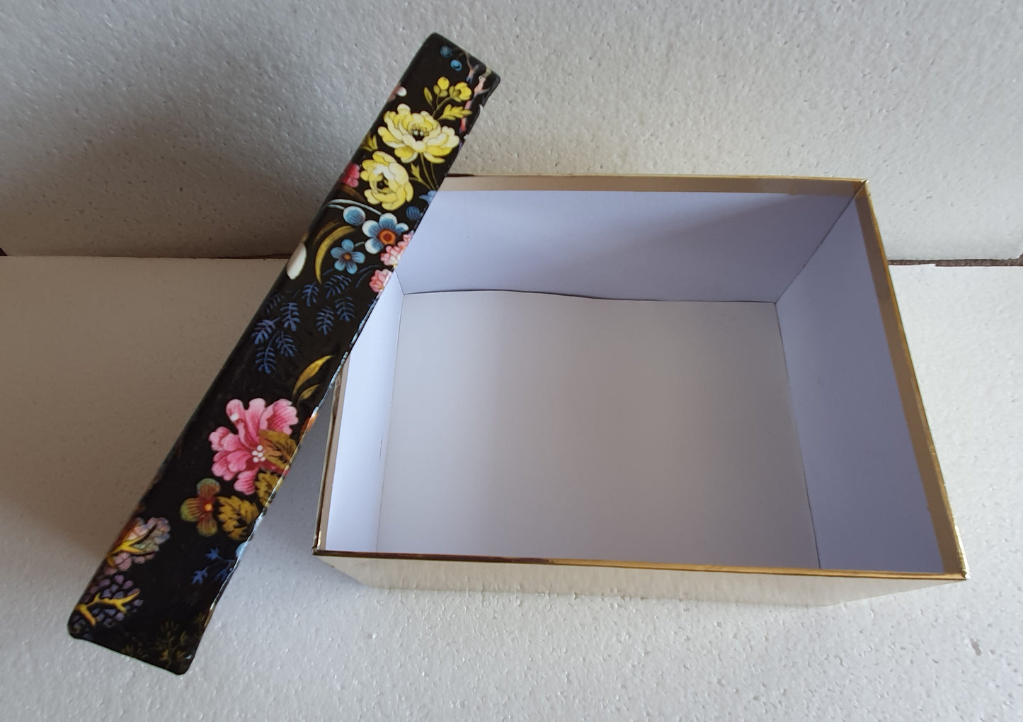 Decoupage Black Floral Coral Marine Large Rectangular Keepsake Gift Box