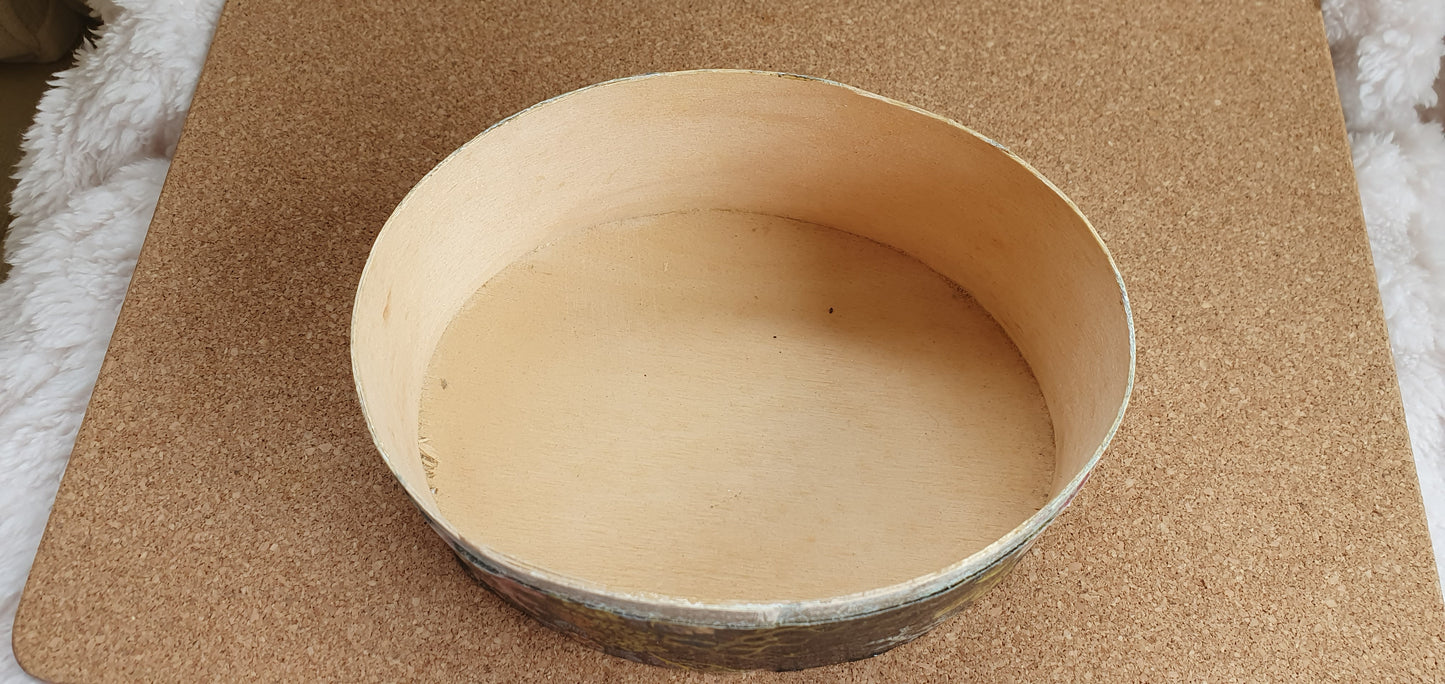 Oval Black Marine Flowers Wooden Hand Decorated Jewellery / Trinket Box Decor Gift