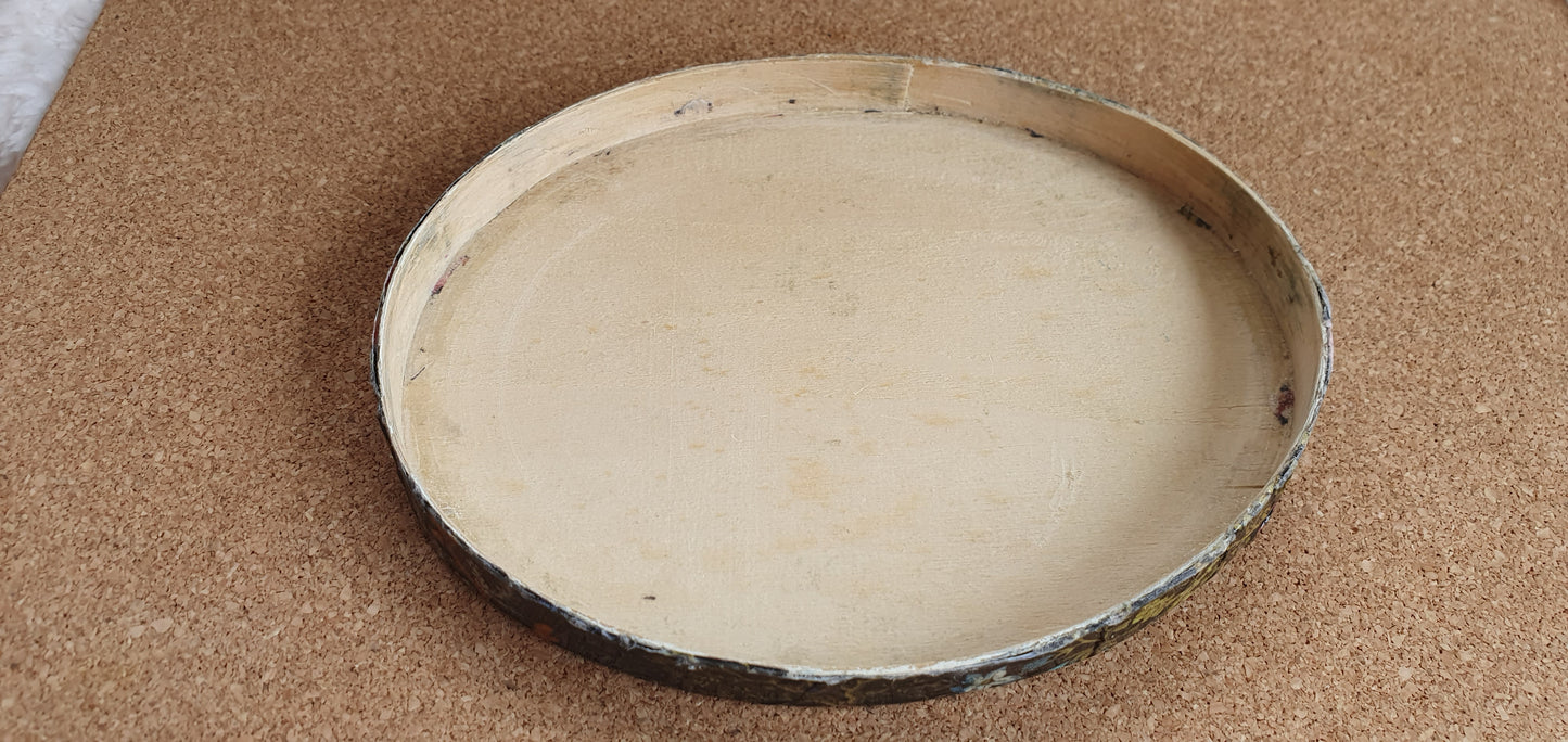 Oval Black Marine Flowers Wooden Hand Decorated Jewellery / Trinket Box Decor Gift