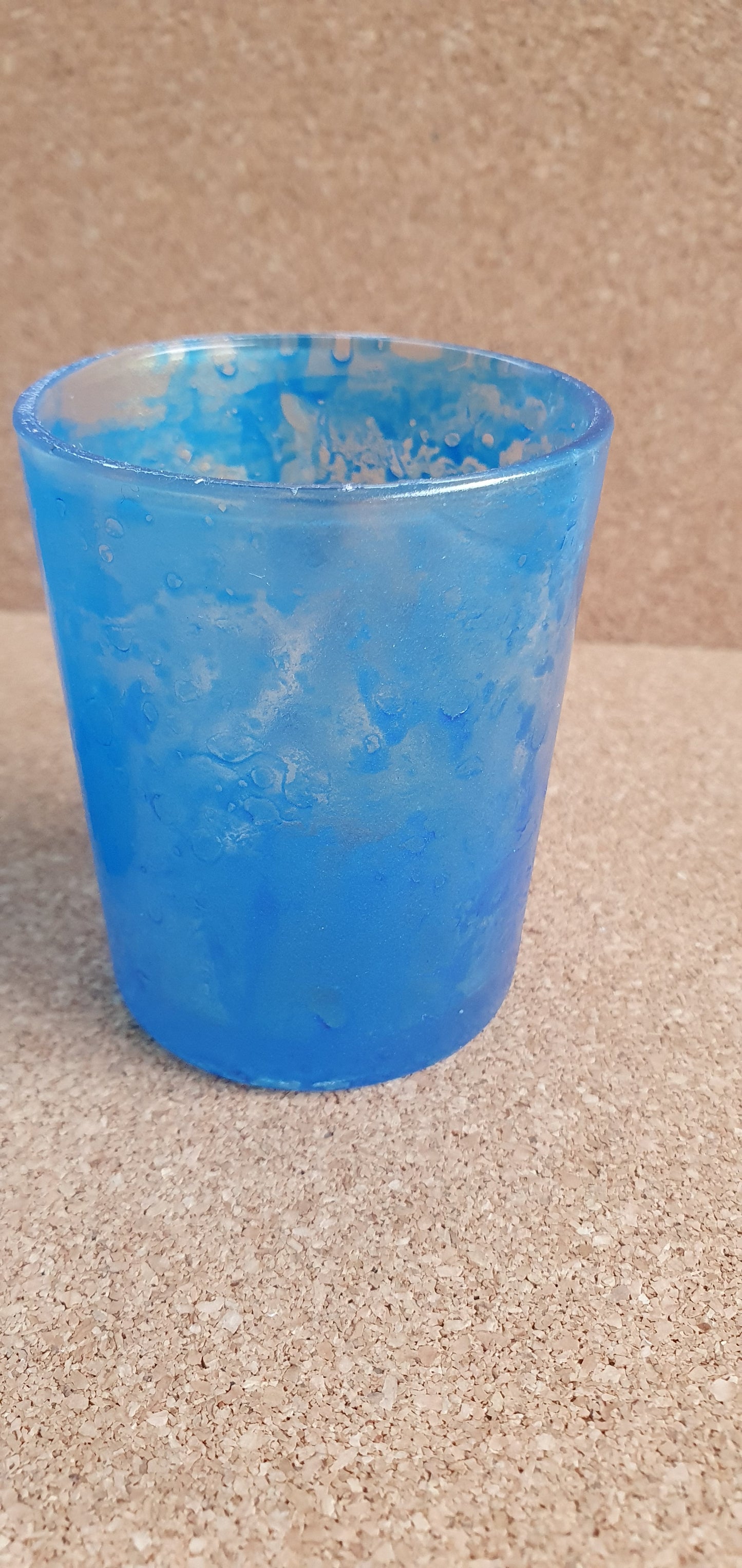 Set Of 2 Marbled Blue Votive Candle Tea Light Holders Home Decor Gift