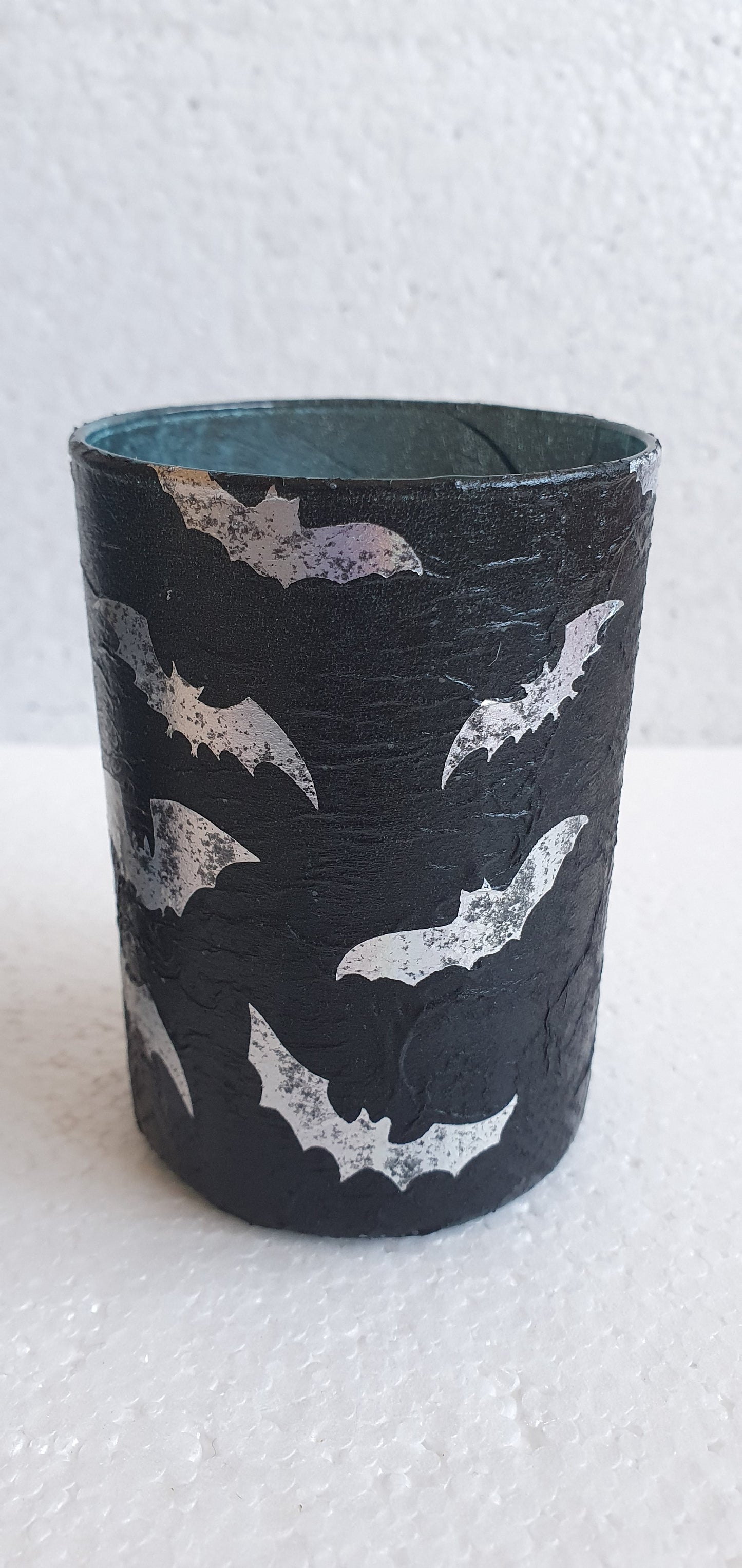 Set Of 2 Black Silver Bats Halloween Votive Candle Tea Light Holders Home Decor Gift