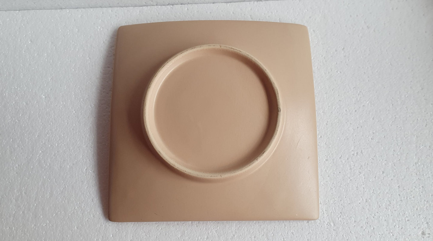 Large Brown Beige Bumble Bee Square Trinket Plate Hand Decorated Decor Gift