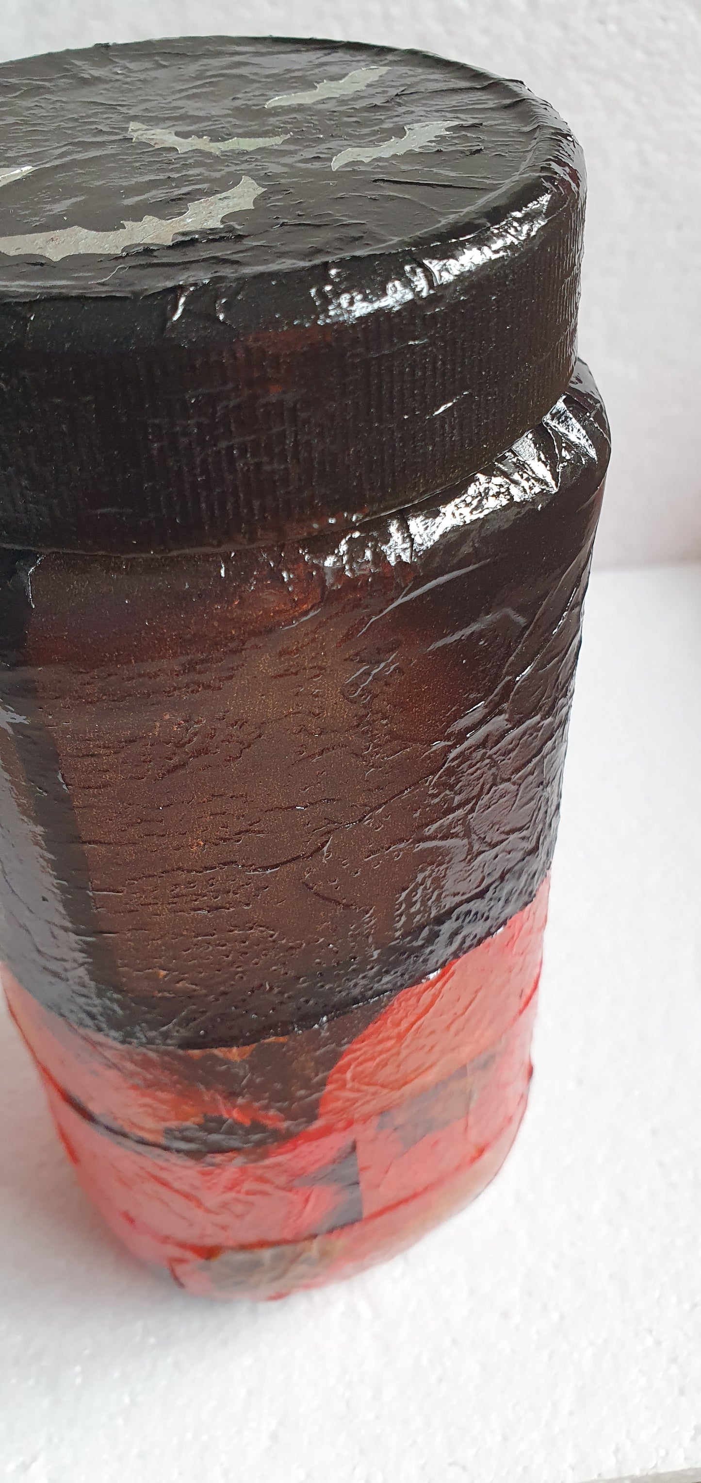 Large Glass Jar Orange Black Bats Halloween Pattern Hand Decorated Storage Jar With Lid Home Decor Gift