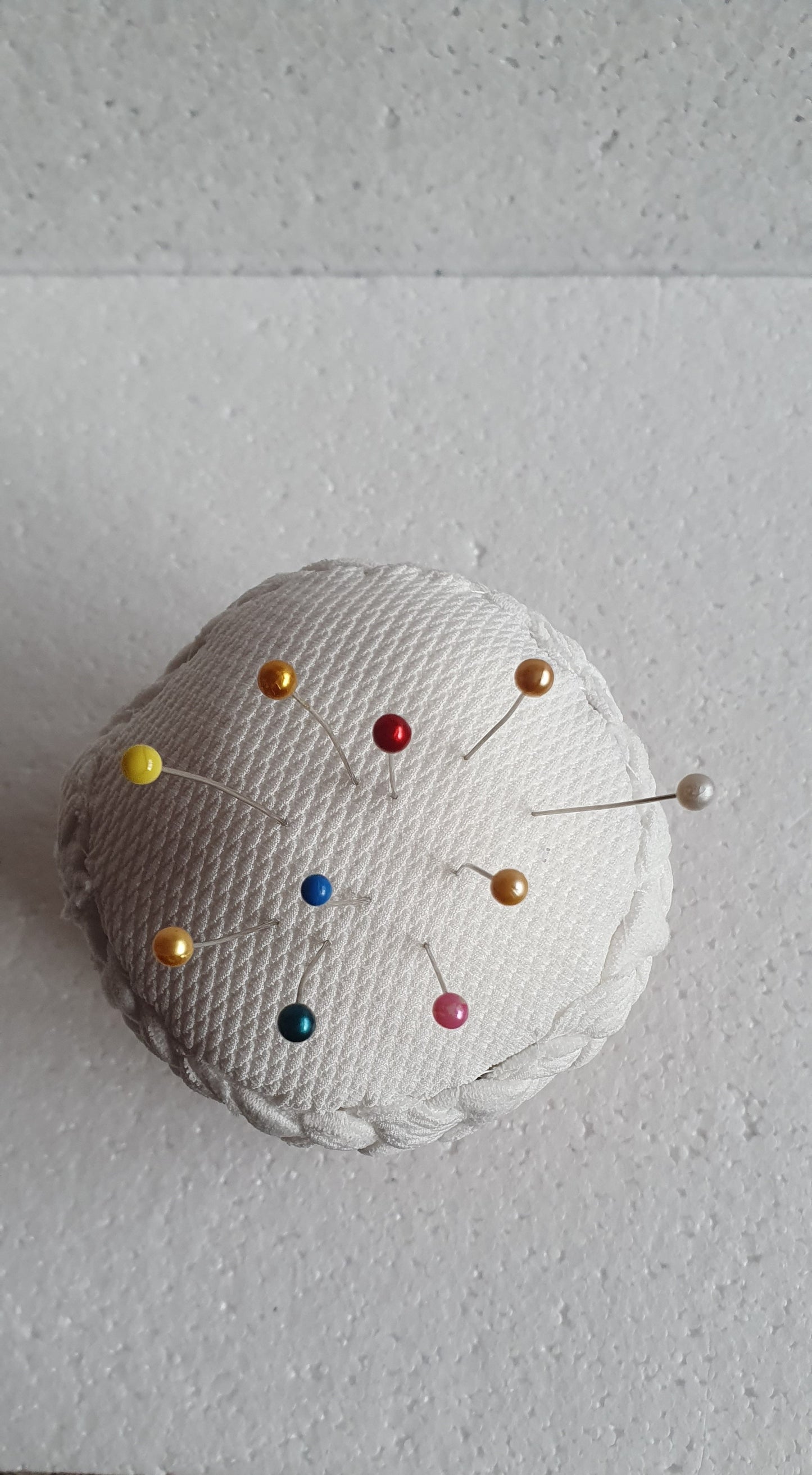 Small Hand Decorated Glass Pin Cushion Jar Retro Pattern Brown Cream Crafters Gift