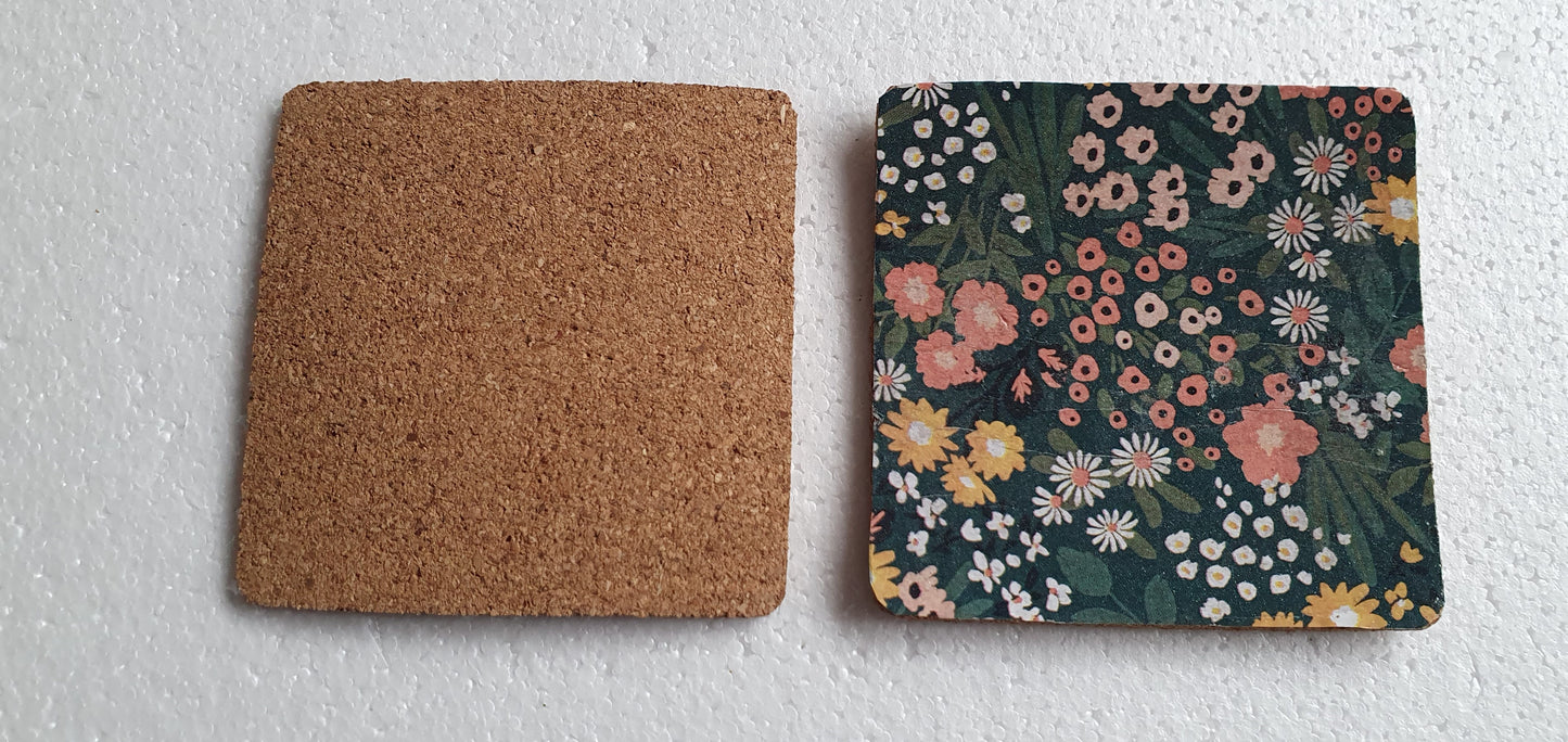 Floral Decoupage Coasters Set Of Four Pink Green Home Decor Gift