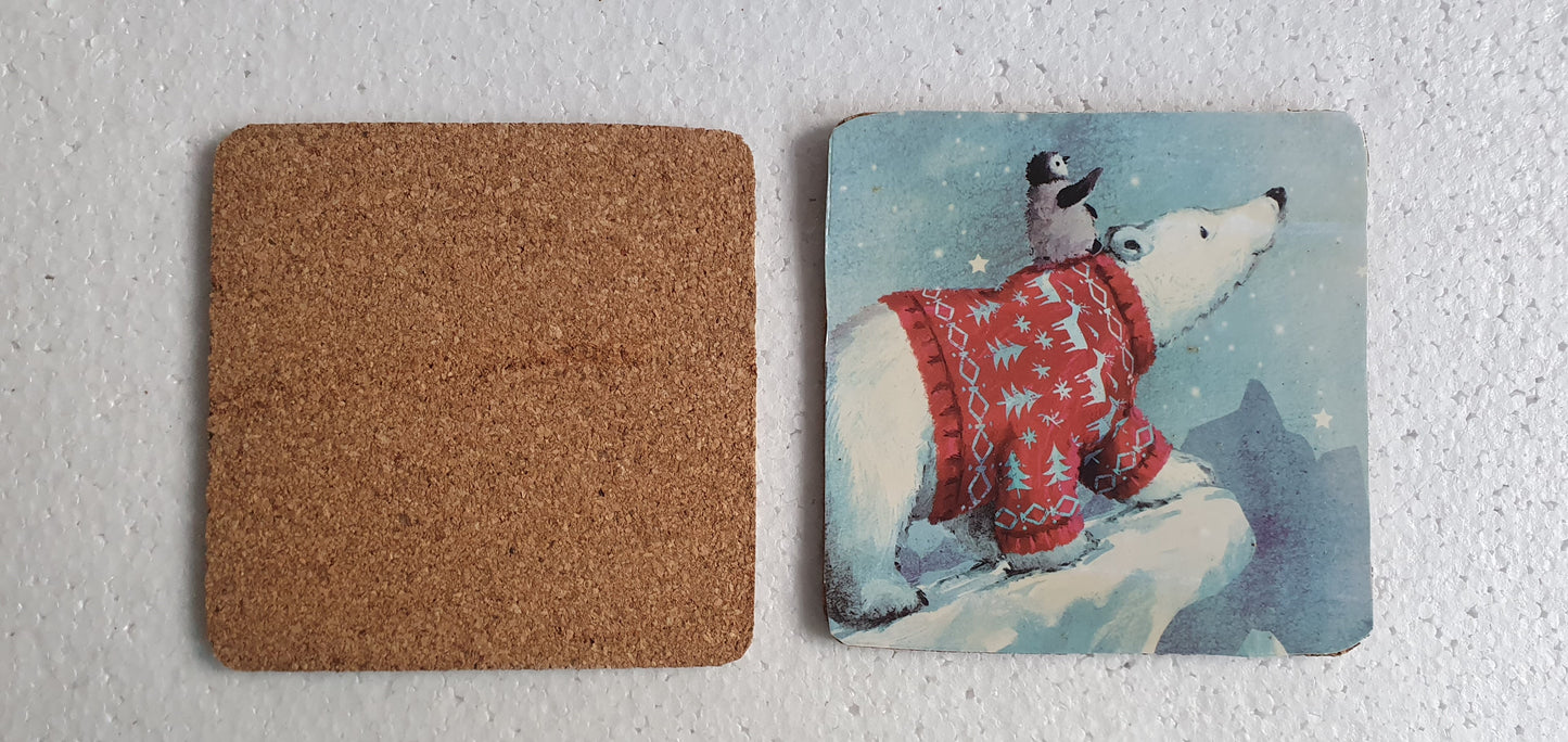 Single Mix And Match Coaster Winter Polar Bear Penguin Home Decor Gift