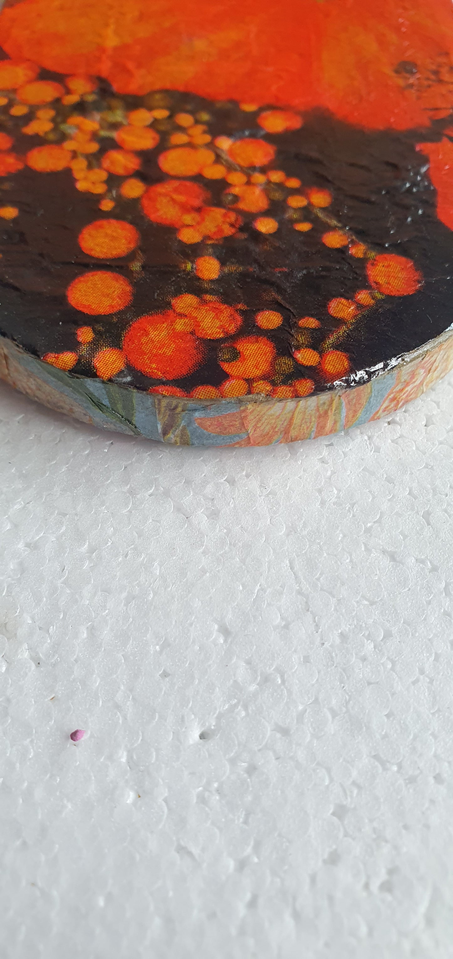 Decoupage Trinket Tray Cement Base Orange Blue Green Cockatoos Home Decor Gift