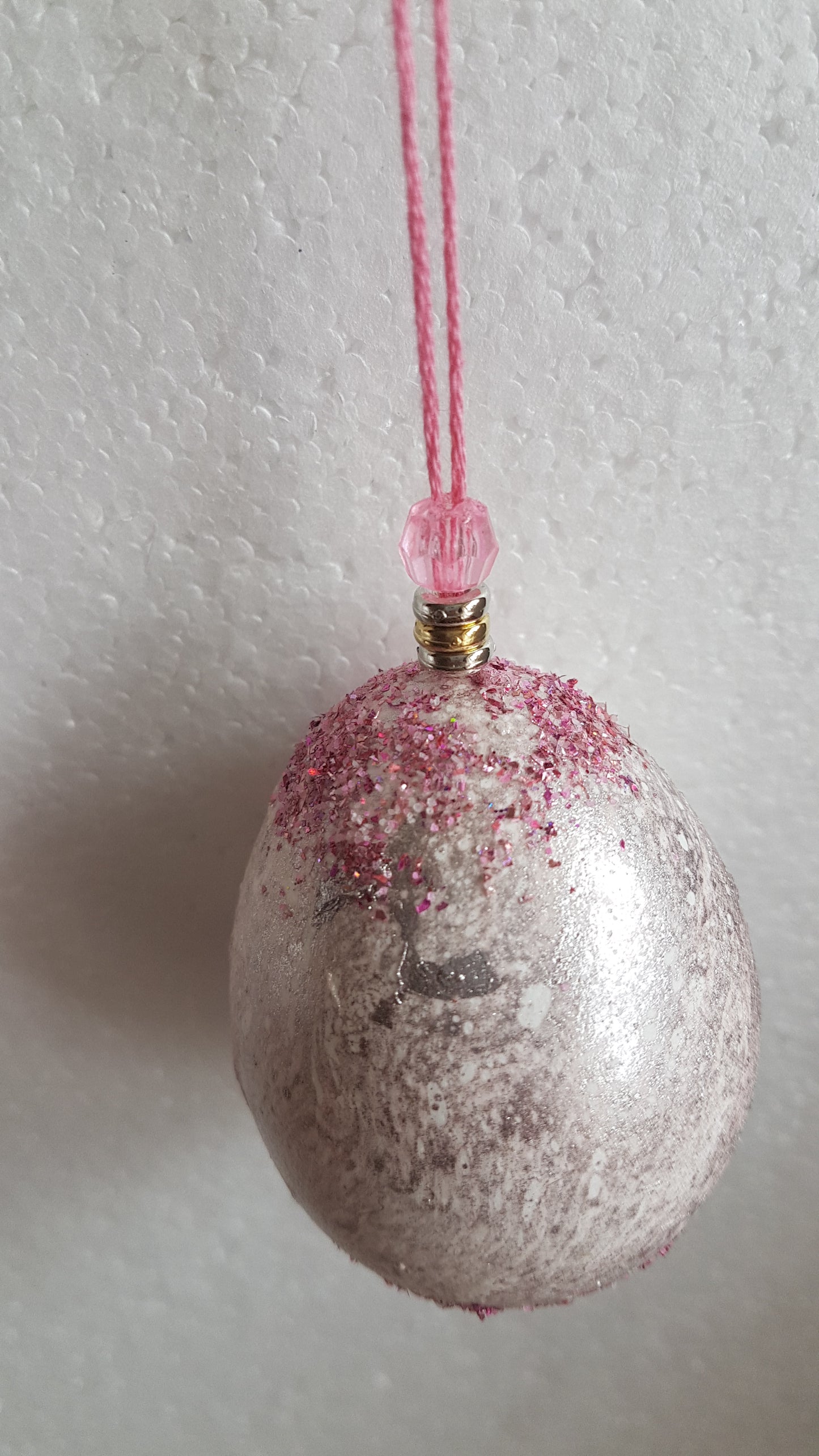 Decorated Egg Window/Tree Hanging Pink Silver Home Decor Gift