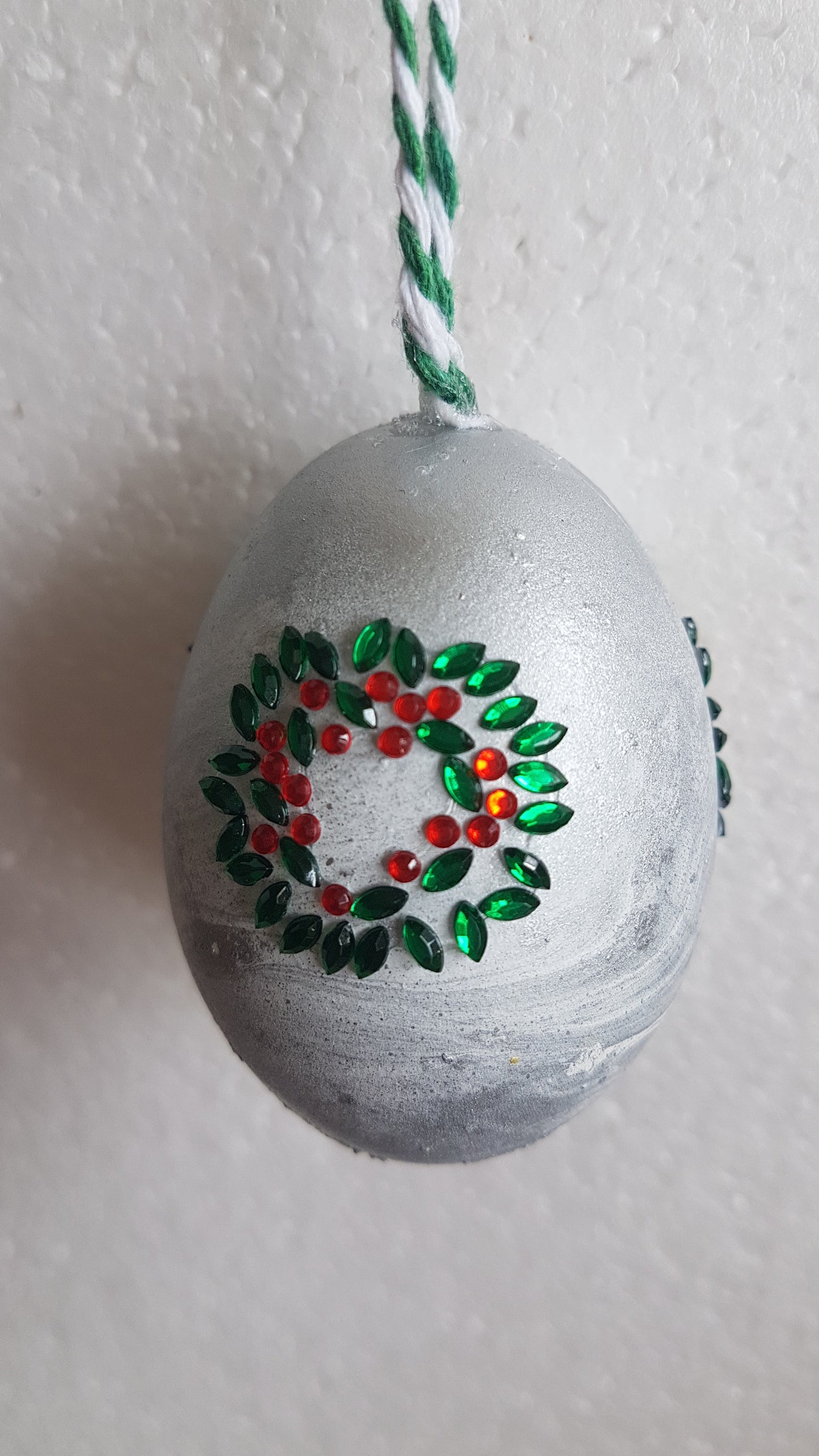 Decorated Egg Window/Tree Hanging Green Silver Red Home Decor Gift