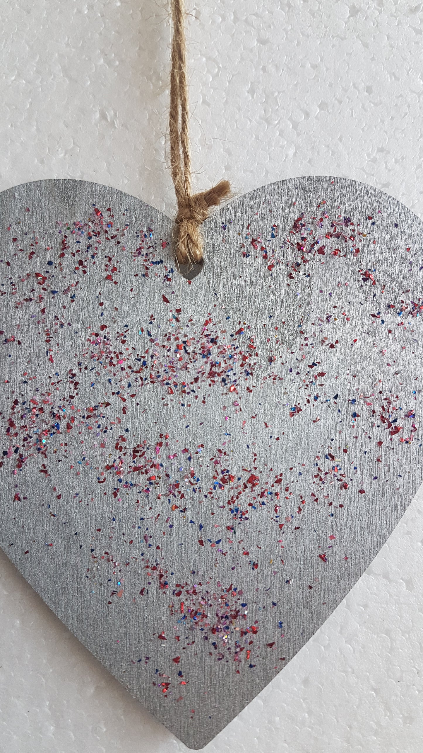 Large Christmas Wooden Heart Silver Blue Three Stars Window Hanging Gift