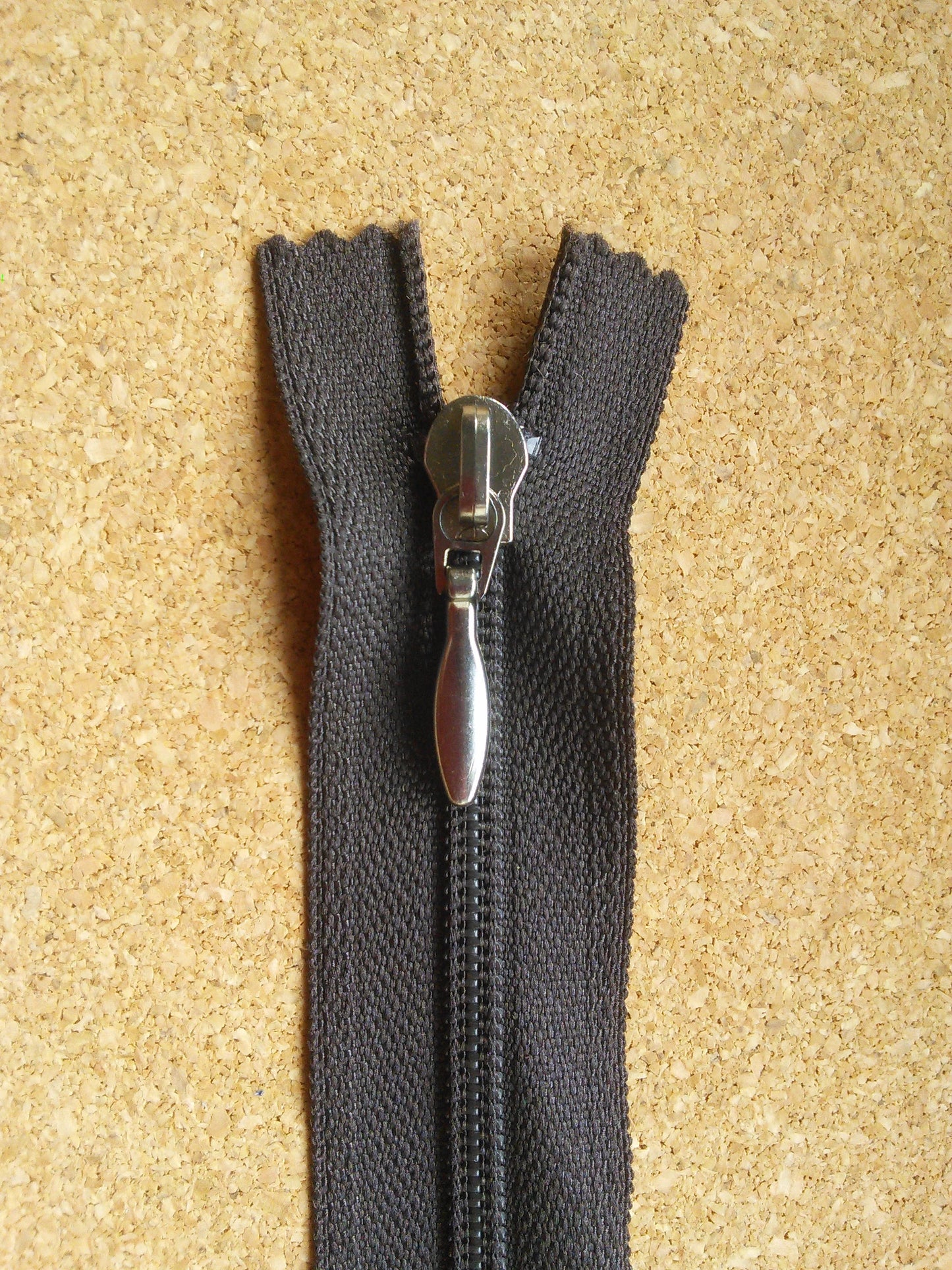 Brown 5 inch zip UK (12.5cm) closed end silver metal nylon teeth
